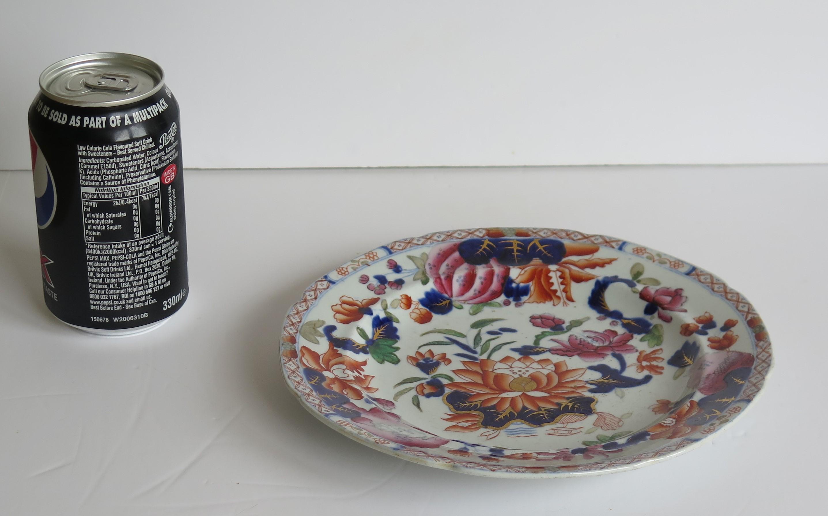 Georgian Hicks and Meigh Ironstone Plate Hand Painted in Water Lily Pattern No.5 10