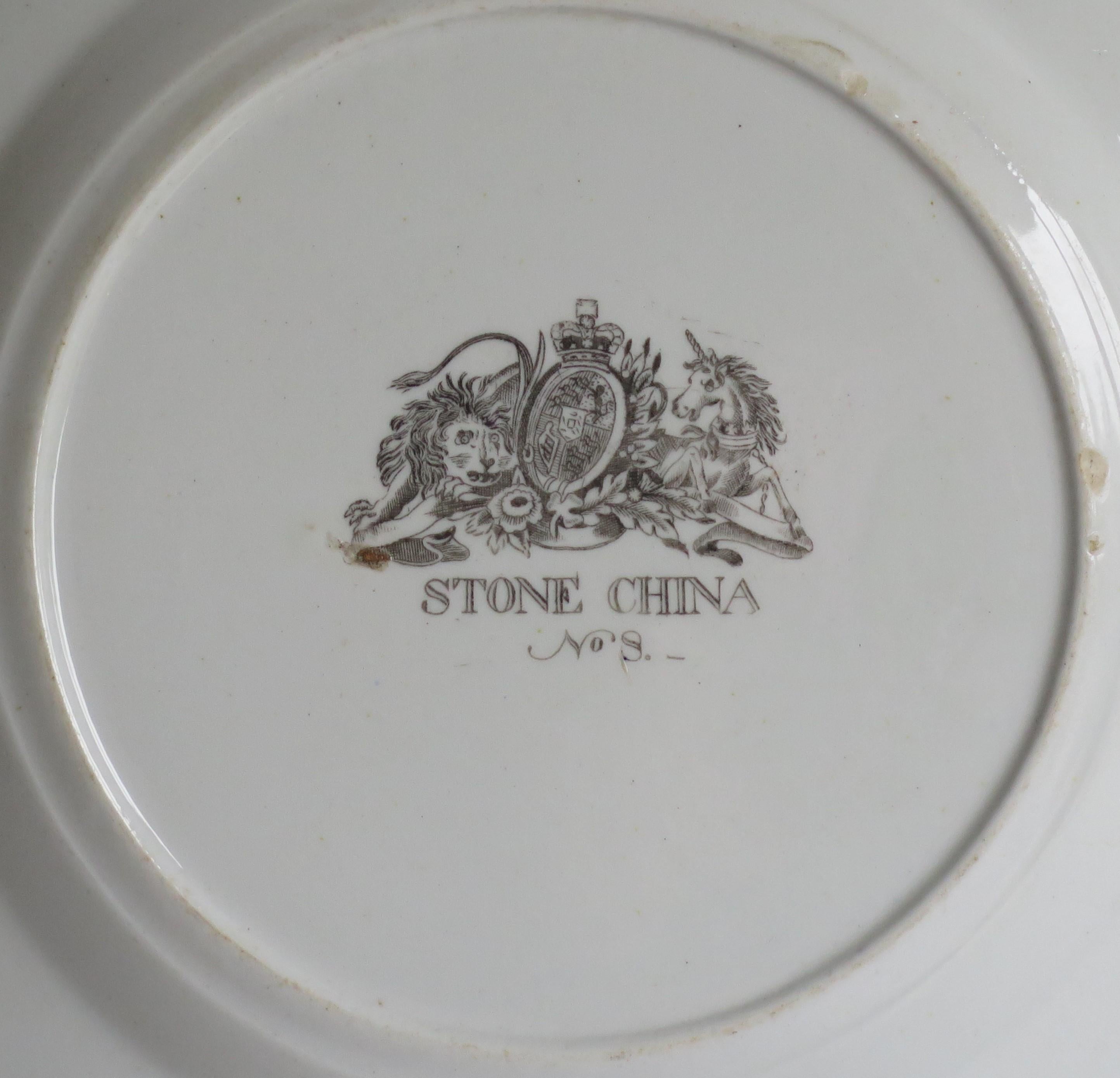 Georgian Hicks and Meigh Ironstone Plate in Floral Pattern No.8, Circa 1815 For Sale 2