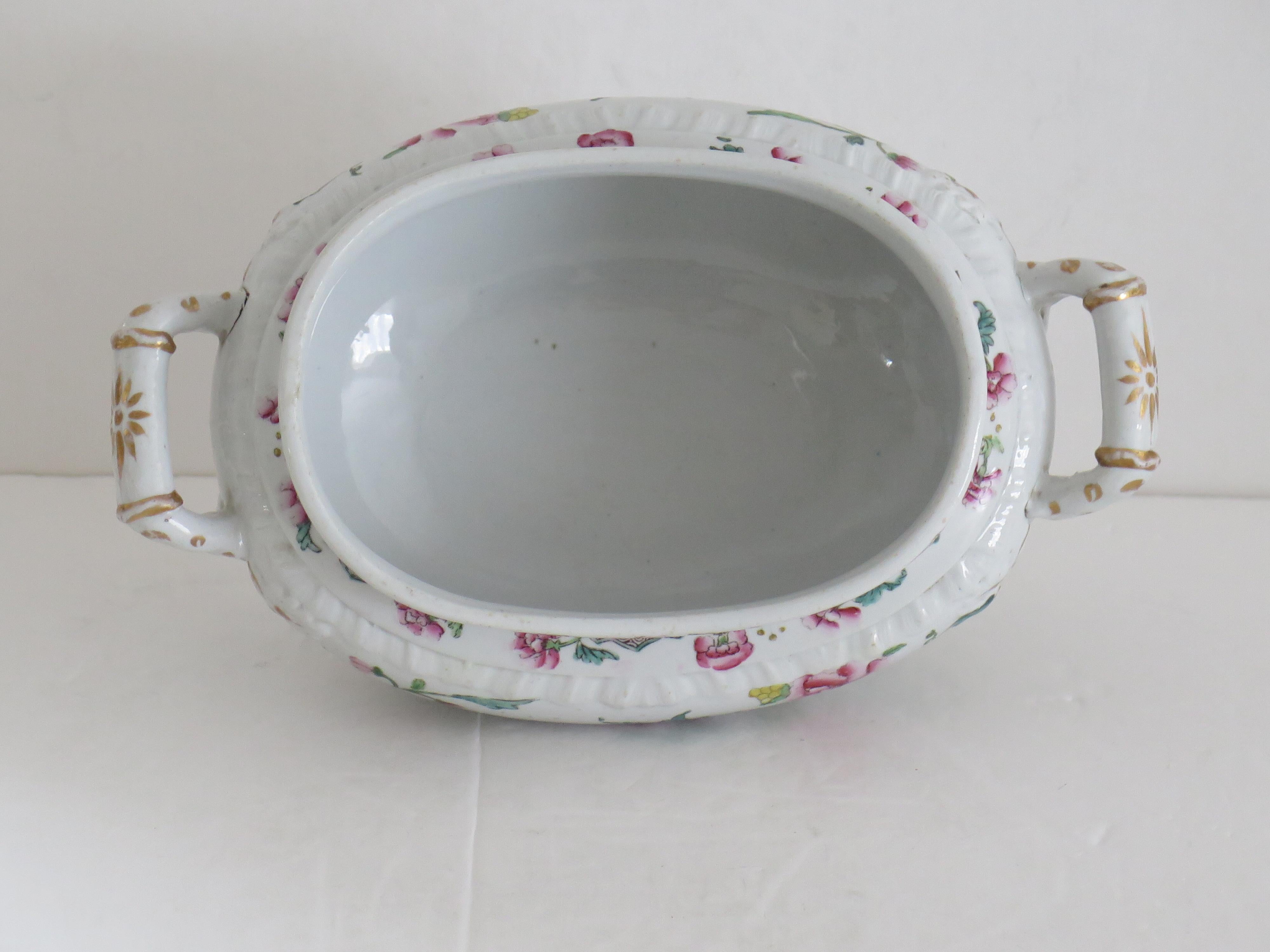 Georgian Hicks and Meigh Ironstone Sauce Tureen Floral Pattern No.8, Circa 1815 For Sale 3