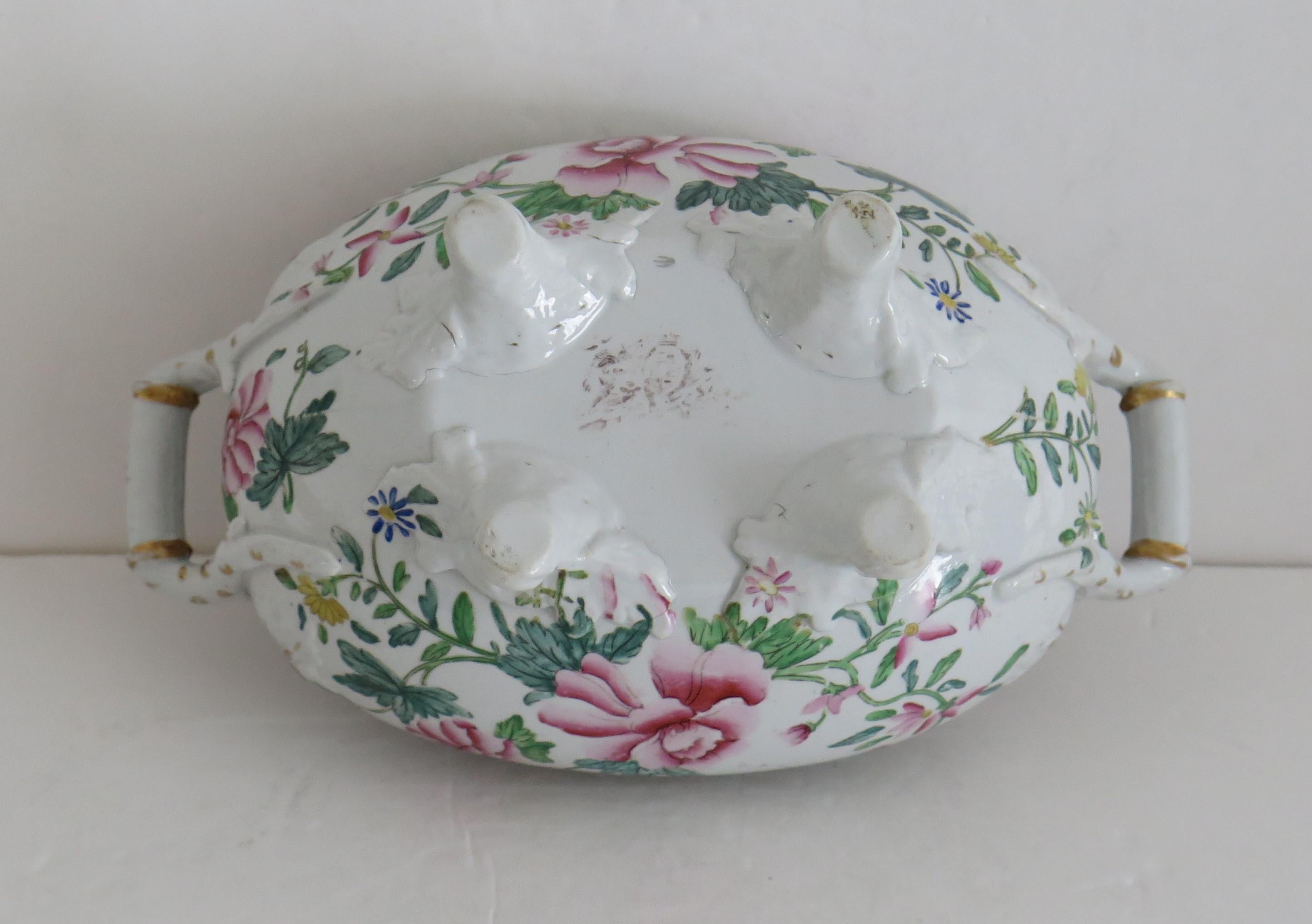 Georgian Hicks and Meigh Ironstone Sauce Tureen Floral Pattern No.8, Circa 1815 For Sale 4