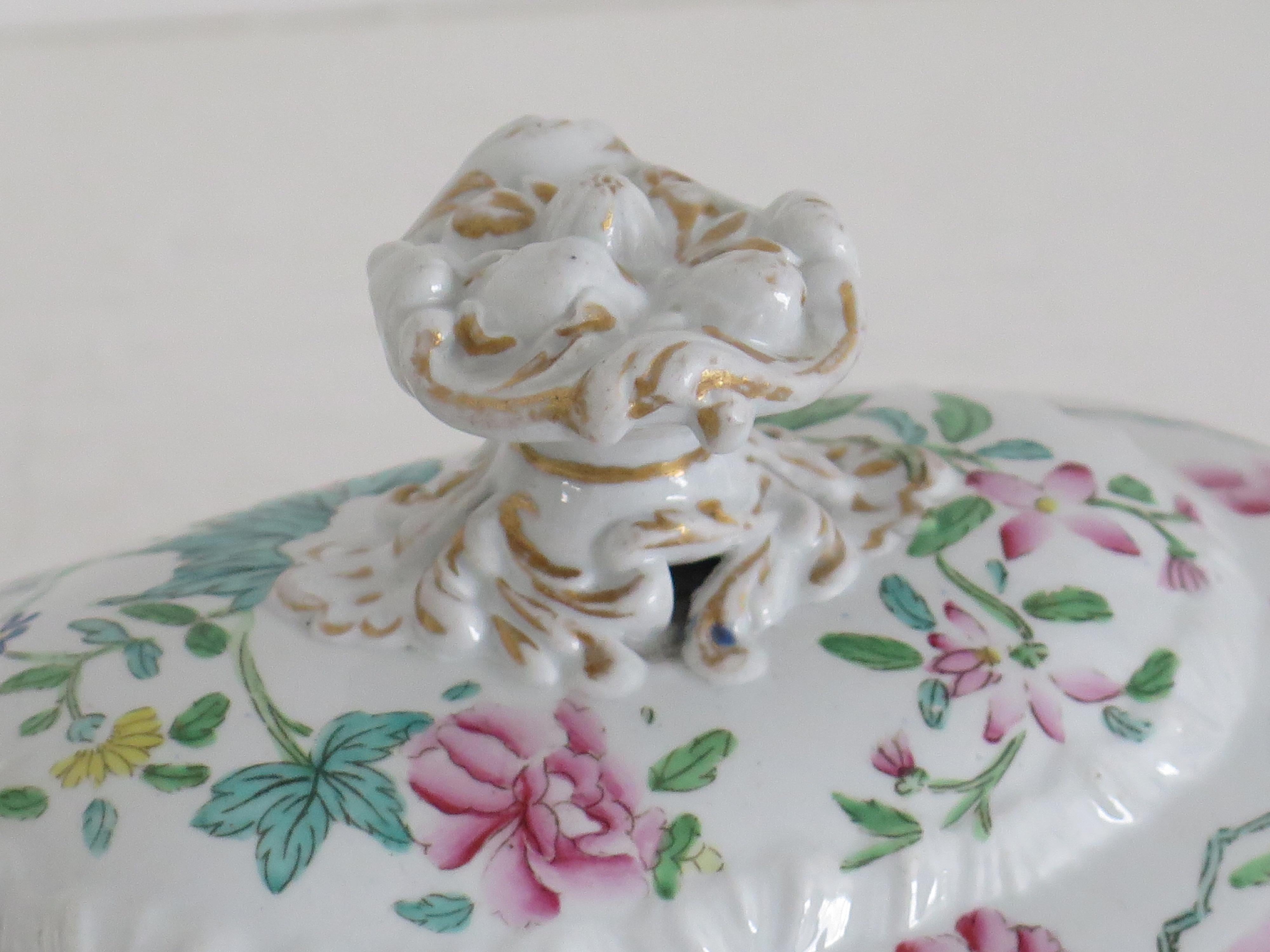 Georgian Hicks and Meigh Ironstone Sauce Tureen Floral Pattern No.8, Circa 1815 For Sale 1