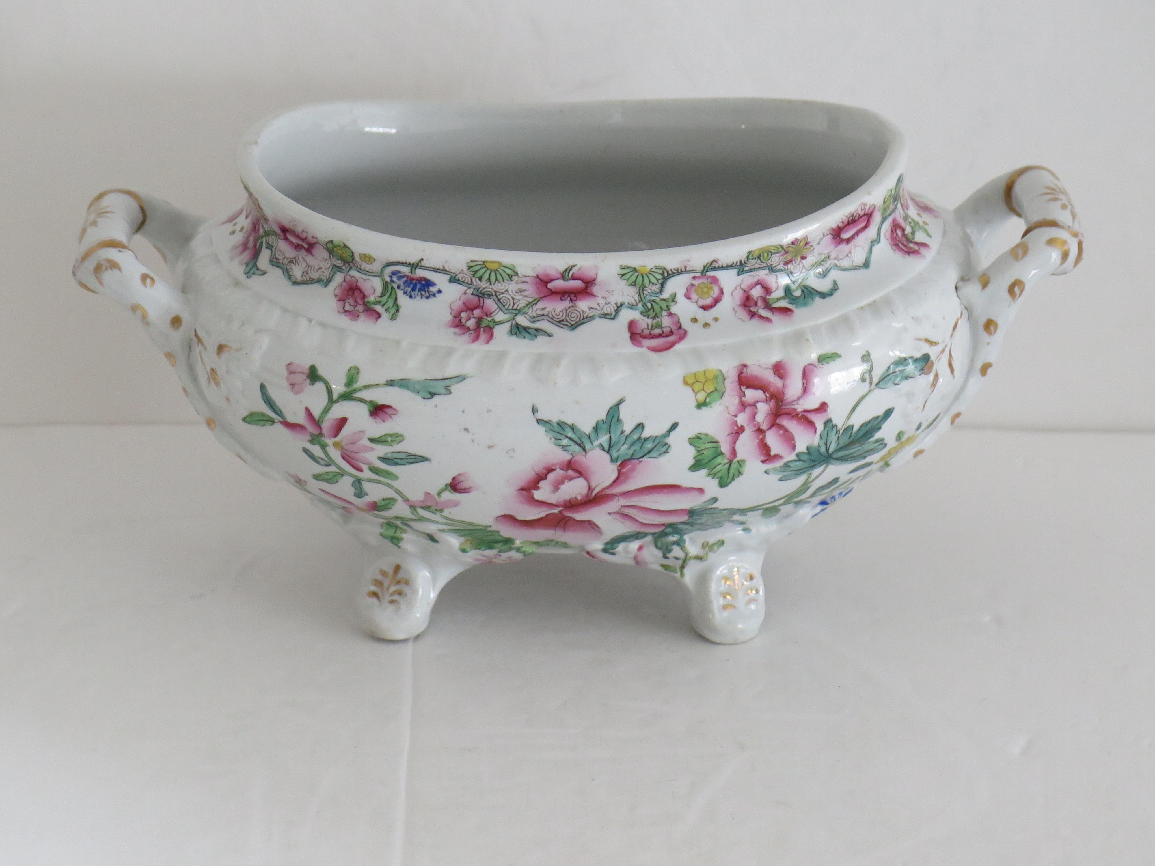 Georgian Hicks and Meigh Ironstone Sauce Tureen Floral Pattern No.8, Circa 1815 For Sale 2