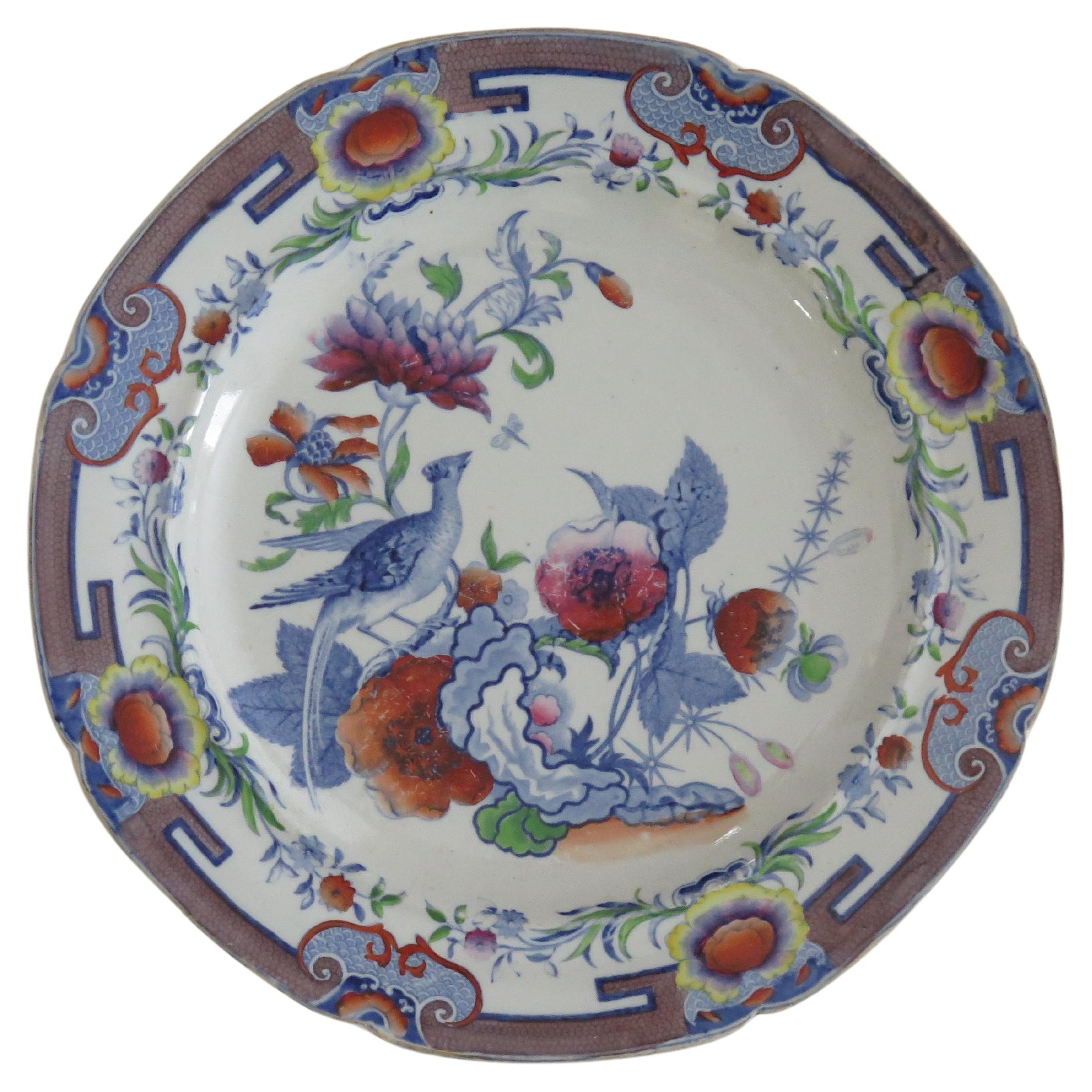 Assiette de table géorgienne Hicks & Meigh en pierre de fer à motif de faisan n° 5, vers 1815 