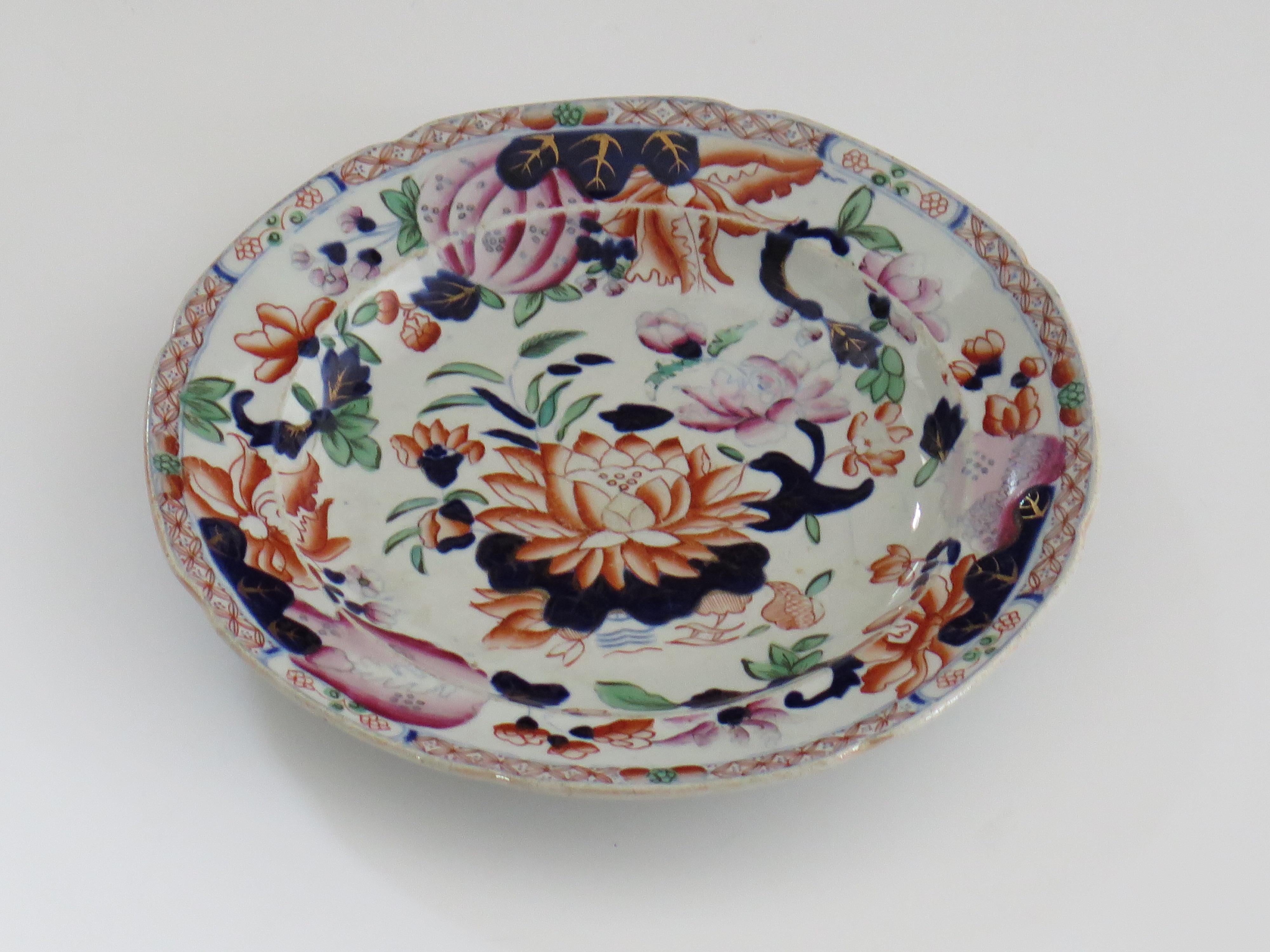 Georgian Hicks & Meigh Ironstone Plate Hand Painted Water Lily Ptn No.5, Ca1815  For Sale 3