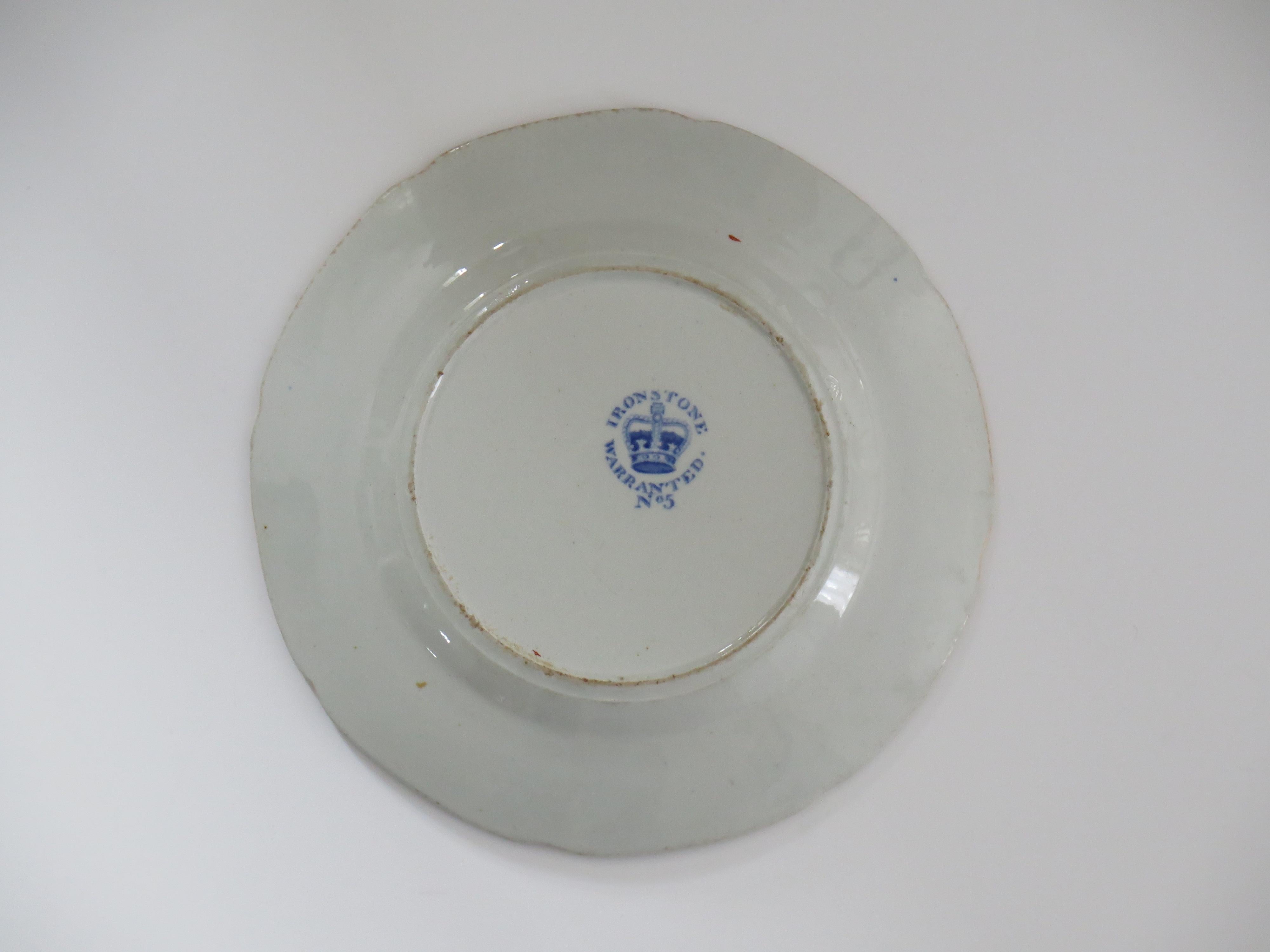 Georgian Hicks & Meigh Ironstone Plate Hand Painted Water Lily Ptn No.5, Ca1815  For Sale 4