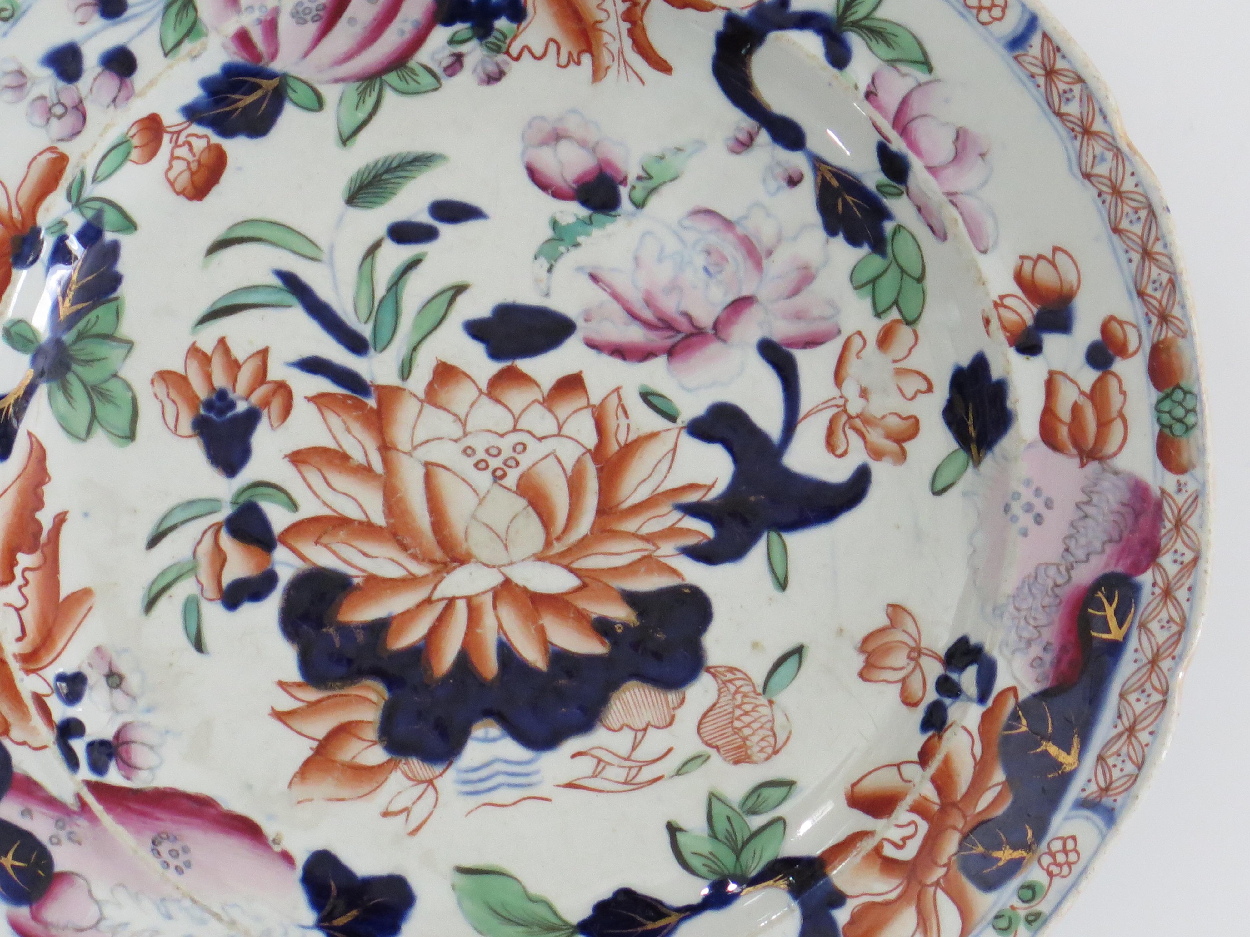 Georgian Hicks & Meigh Ironstone Plate Hand Painted Water Lily Ptn No.5, Ca1815  In Good Condition For Sale In Lincoln, Lincolnshire