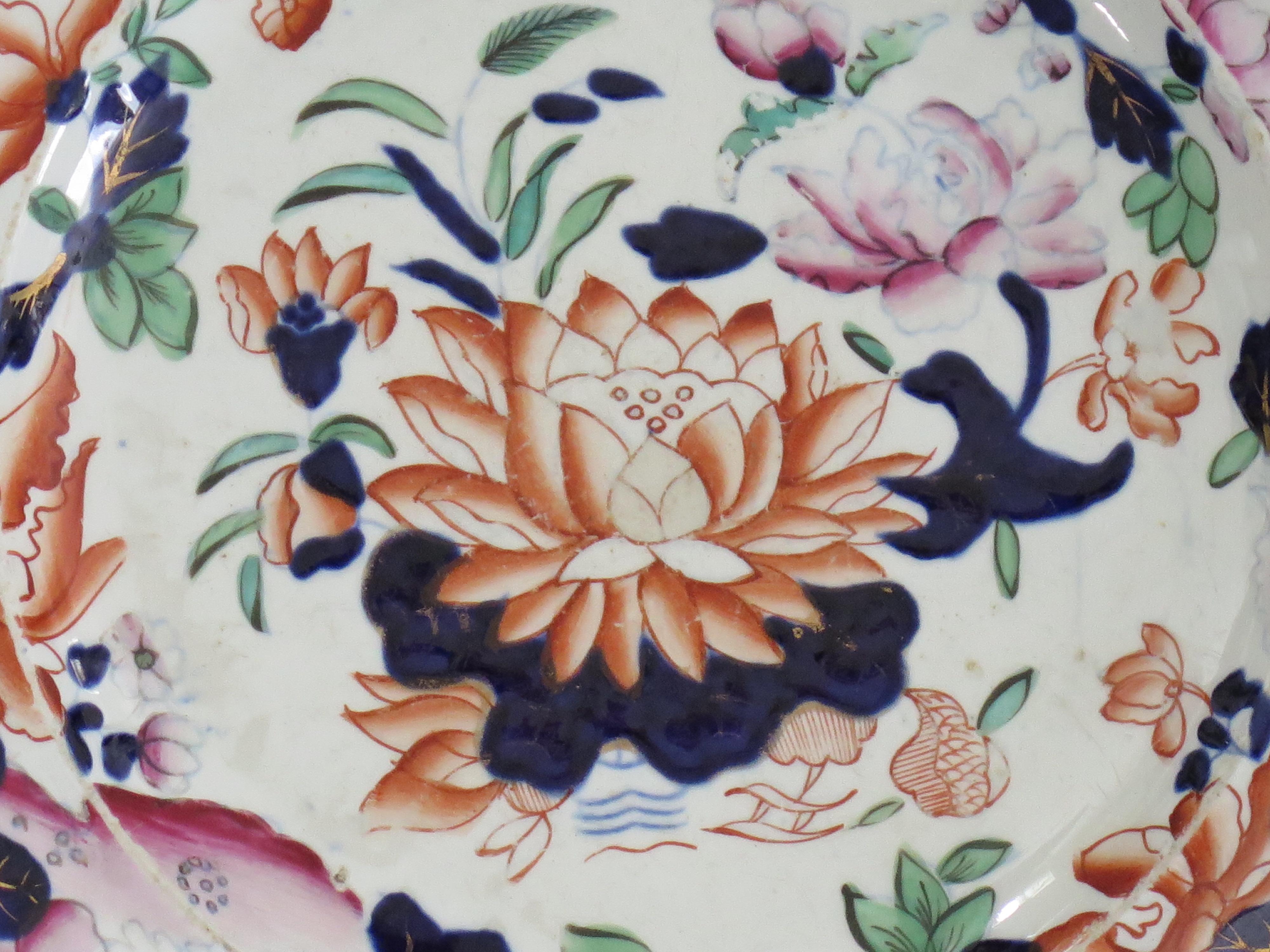 Georgian Hicks & Meigh Ironstone Plate Hand Painted Water Lily Ptn No.5, Ca1815  For Sale 2
