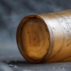 Georgian Horn Scrimshaw Folk Art English Hand Carved Beaker, circa 1810