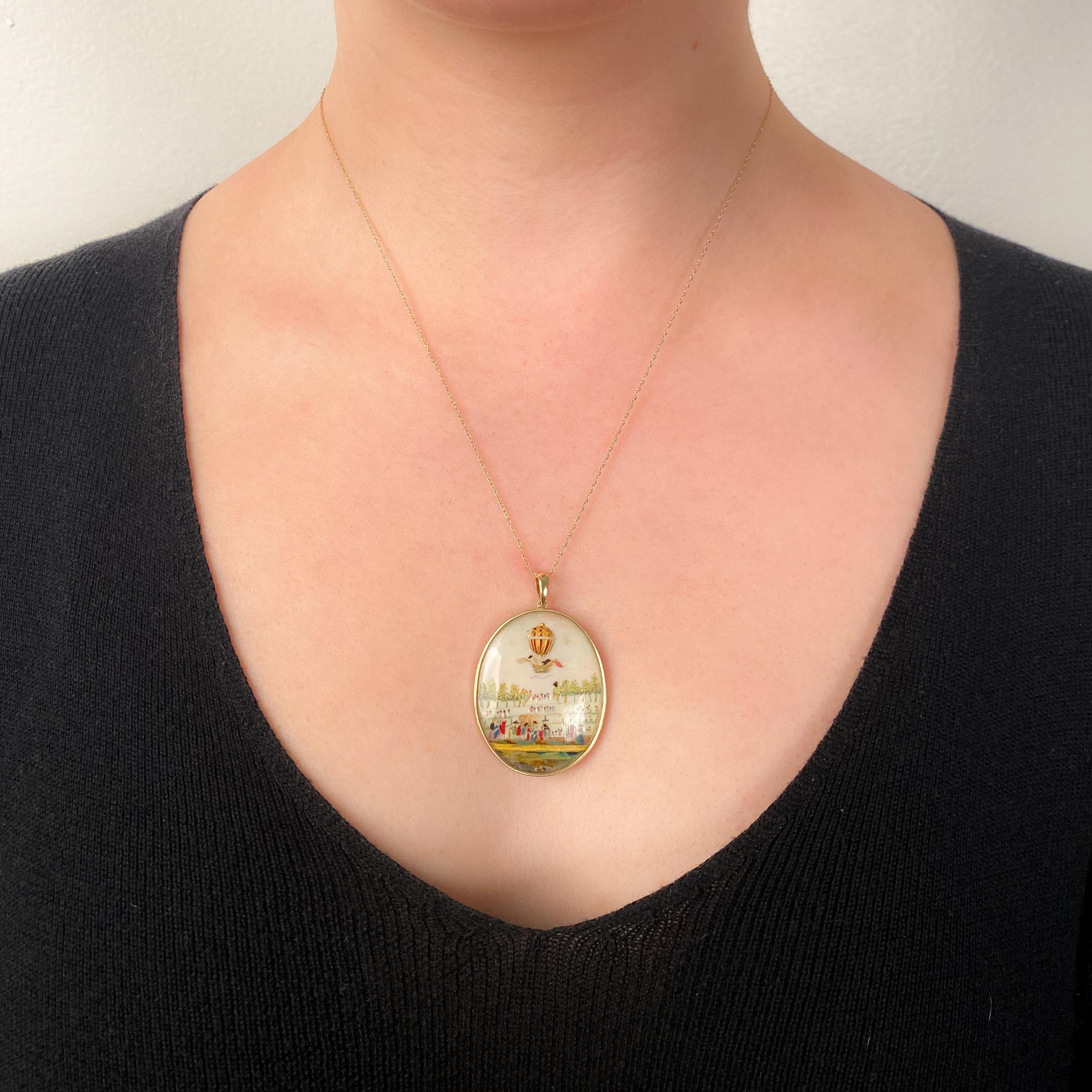 Women's Georgian Hot Air Balloon Miniature Pendant of 14k Gold For Sale