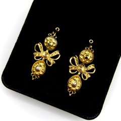 Georgian Iberian 21K Gold Pendeloque Diamond Earrings