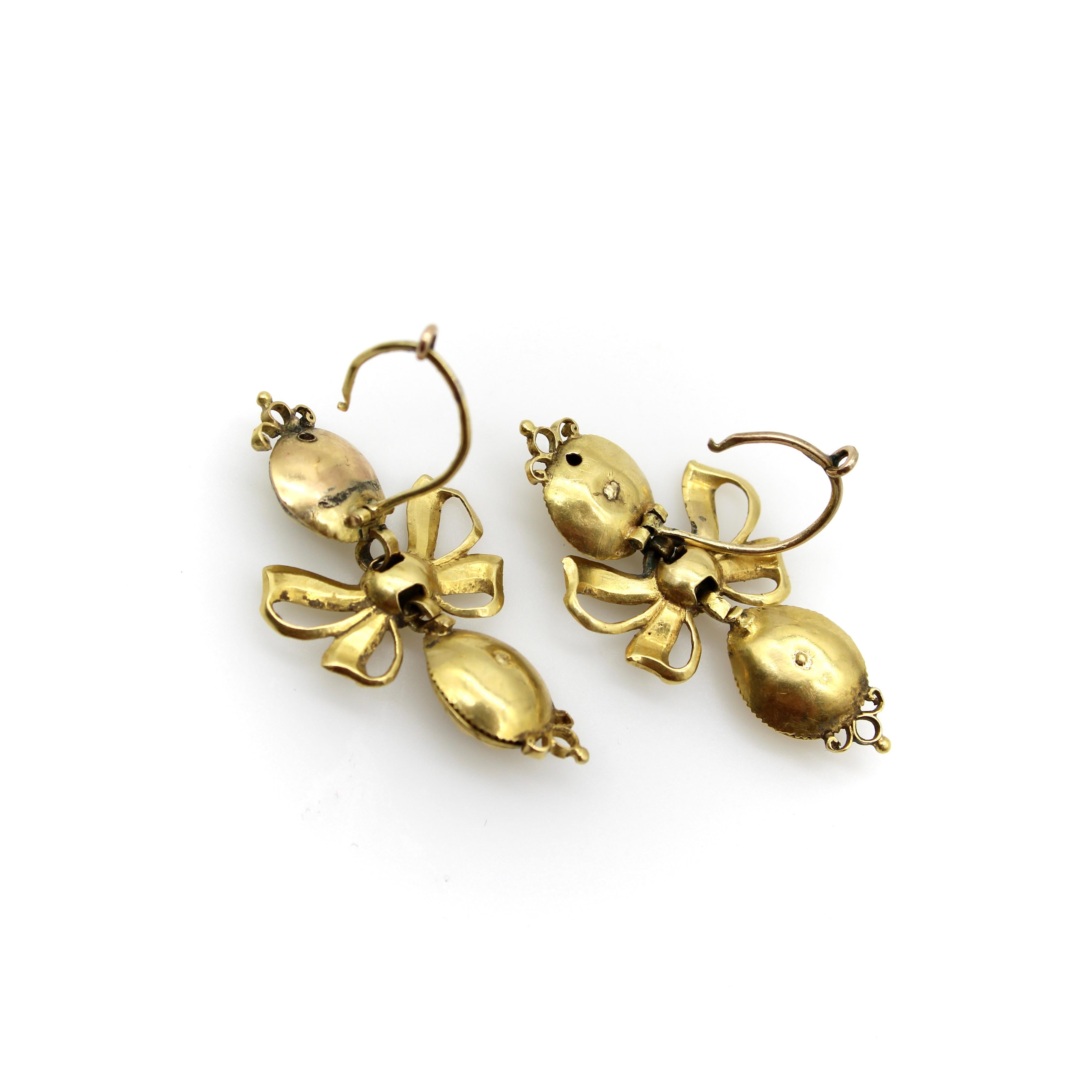 Pendientes Pendeloque de Diamantes Georgianos Ibéricos de Oro de 21 K en venta 1