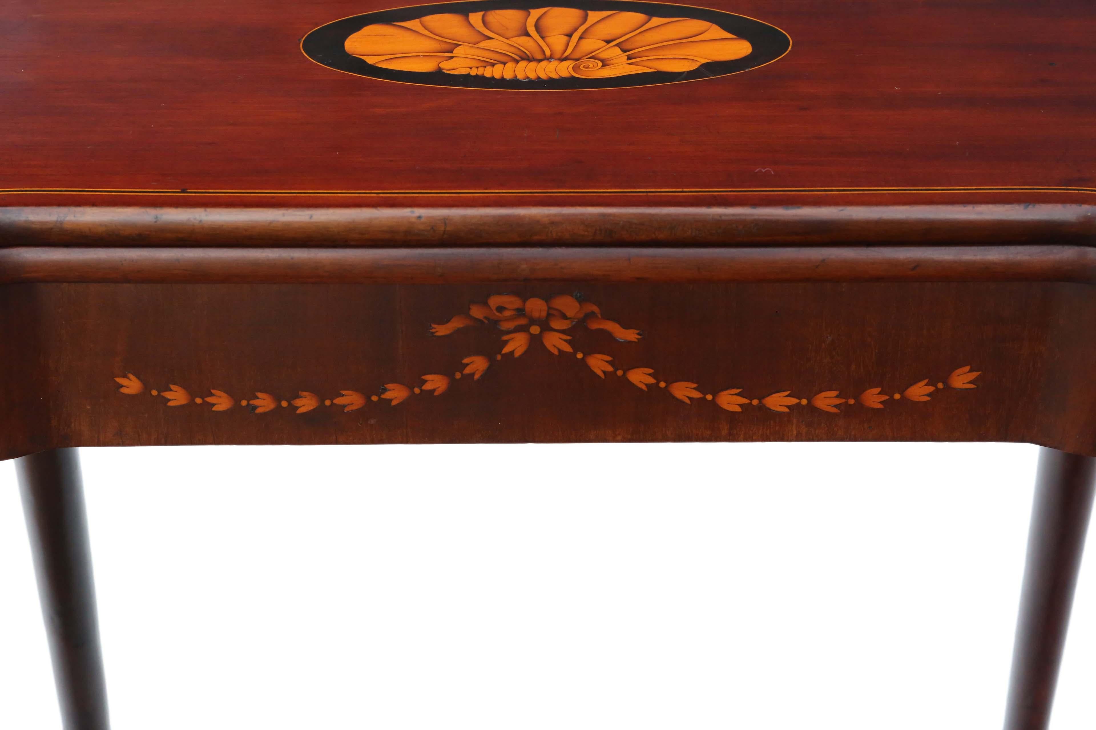 Georgian II circa 1750 Inlaid Mahogany Folding Card Table Tea Console In Good Condition In Wisbech, Cambridgeshire