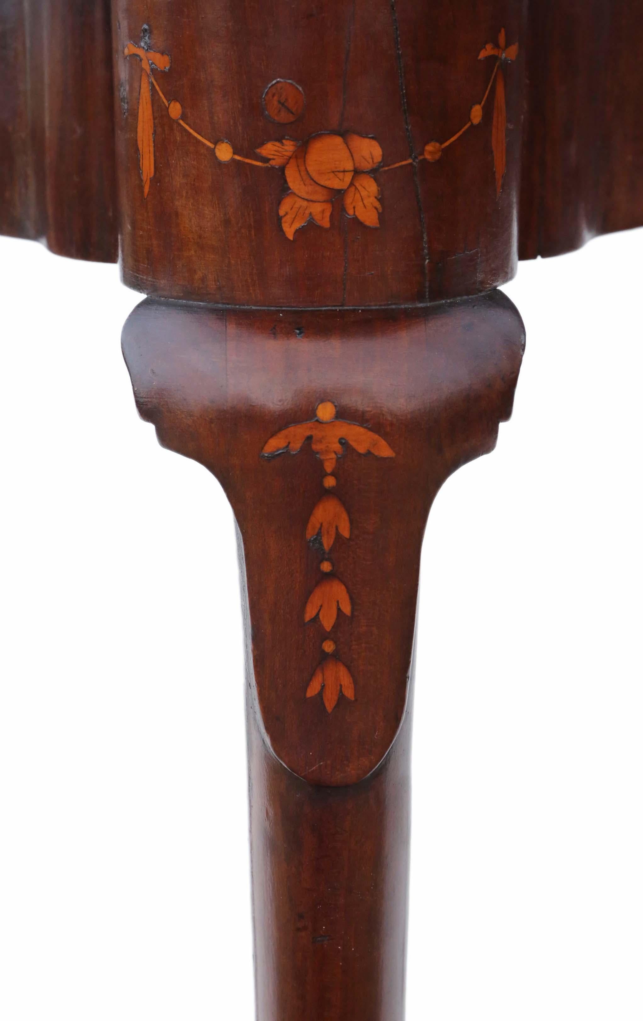 Mid-18th Century Georgian II circa 1750 Inlaid Mahogany Folding Card Table Tea Console