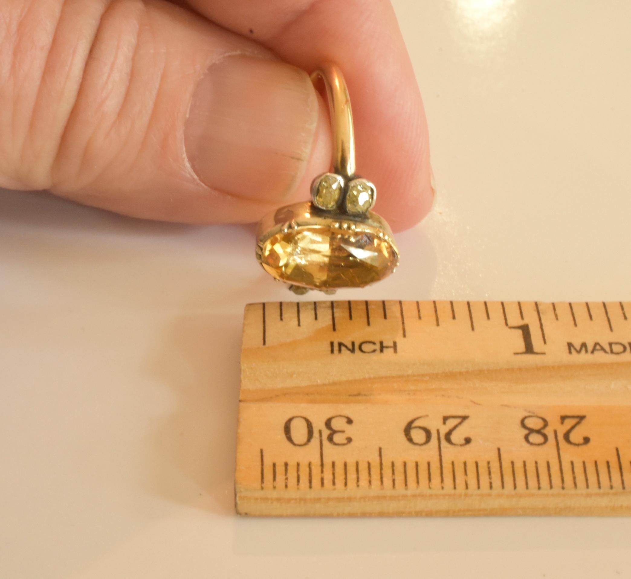 Georgianischer kaiserlicher Topas Solitär-Ring mit Diamanten flankiert von Diamanten 7