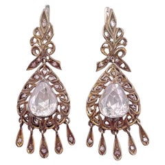 Georgian Important Pear Rose Cut Diamond Earrings