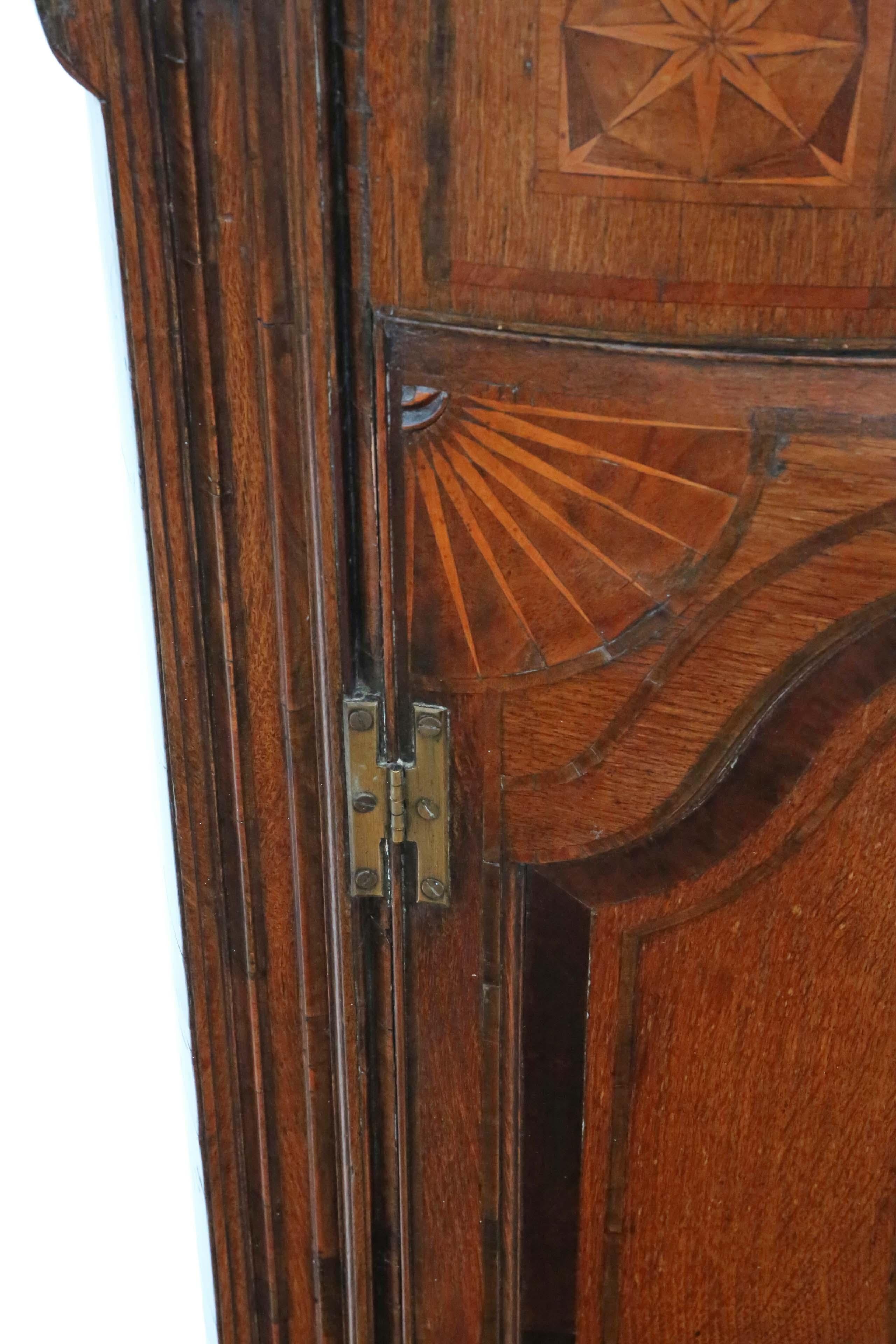 Mid-18th Century Georgian Inlaid Crossbanded Oak Corner Cupboard For Sale