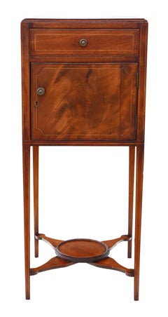 Georgian Inlaid Mahogany Bedside Table Washstand Pot Cupboard
