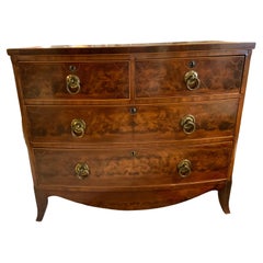 Georgian Inlaid Mahogany Bow Front Four Drawer Chest, c 1800