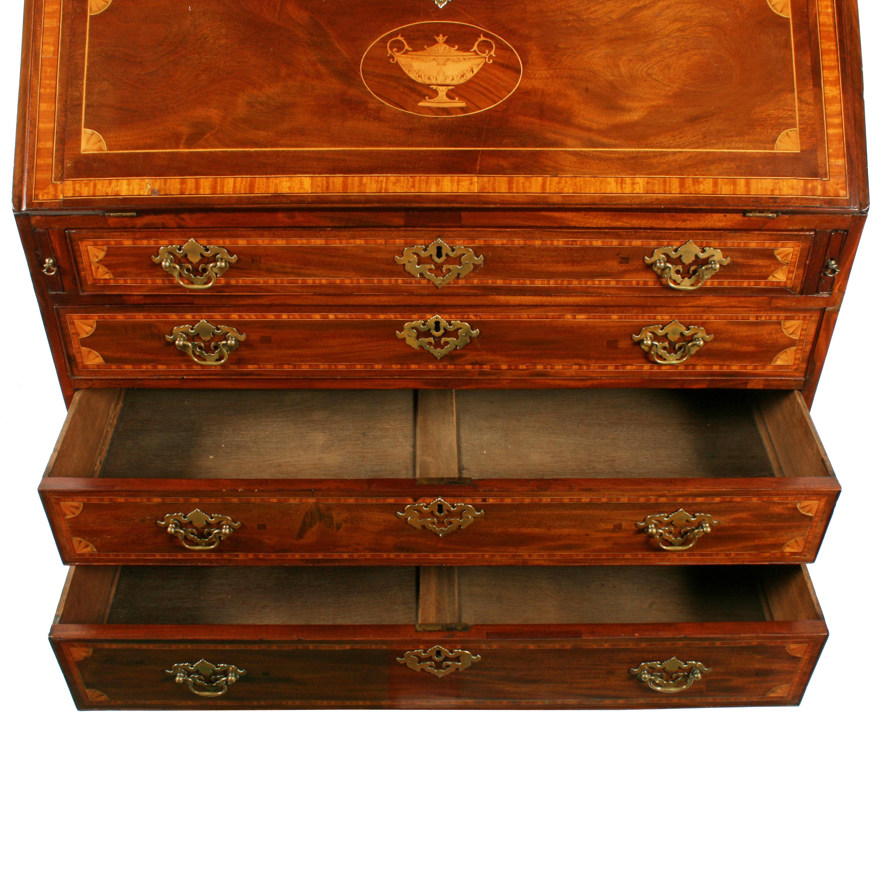 Georgian Inlaid Mahogany Bureau For Sale 1