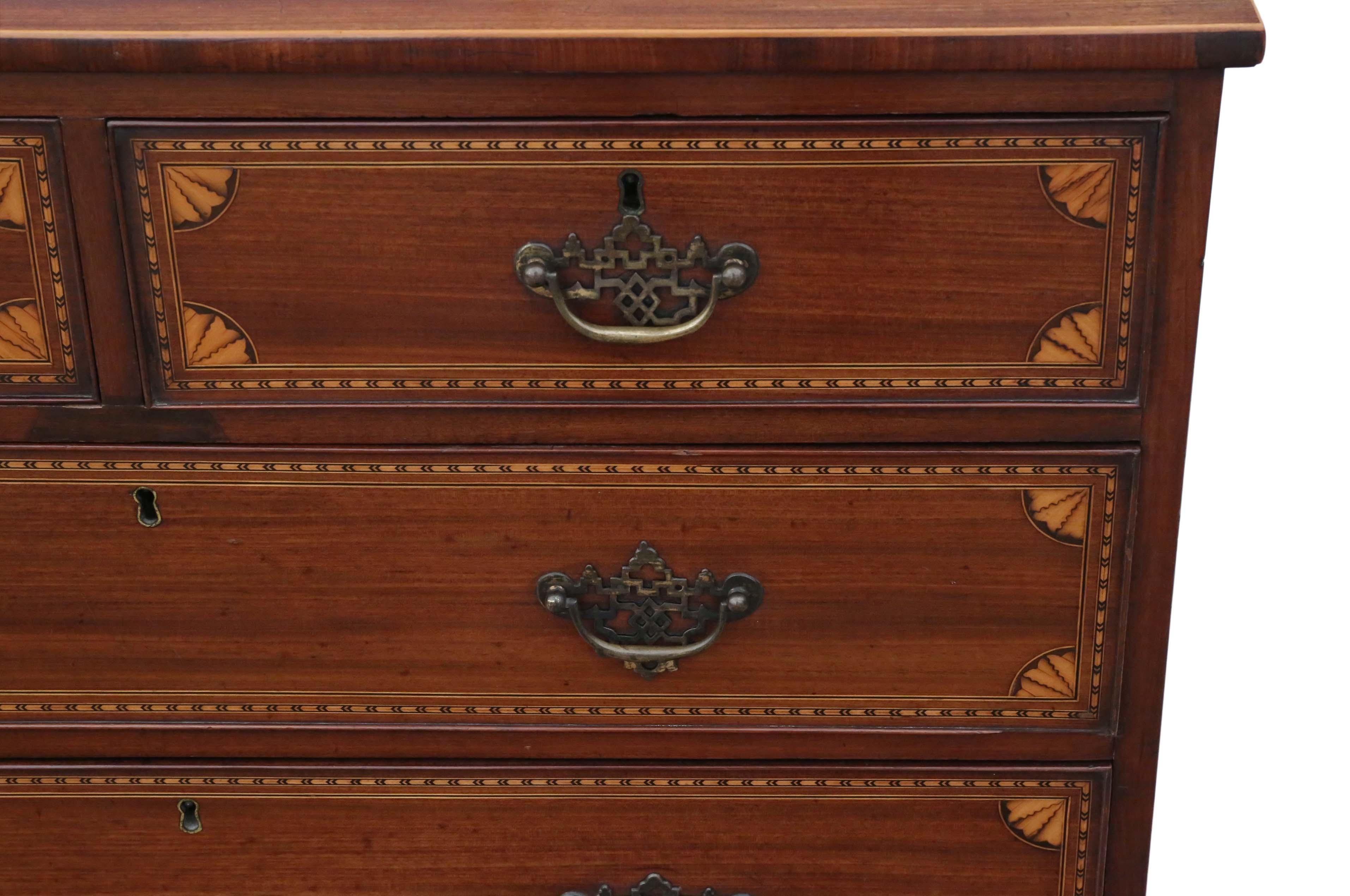 Georgian Inlaid Mahogany Chest of Drawers, 19th Century In Good Condition In Wisbech, Cambridgeshire