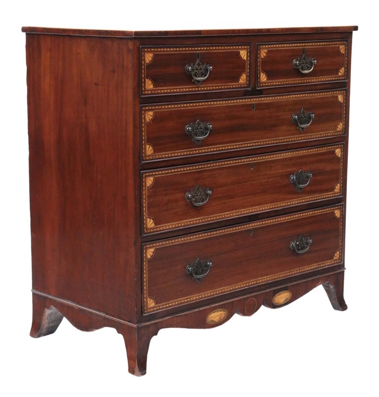 Inlaid Mahogany Chest of Drawers, 19th Century For Sale at 1stdibs