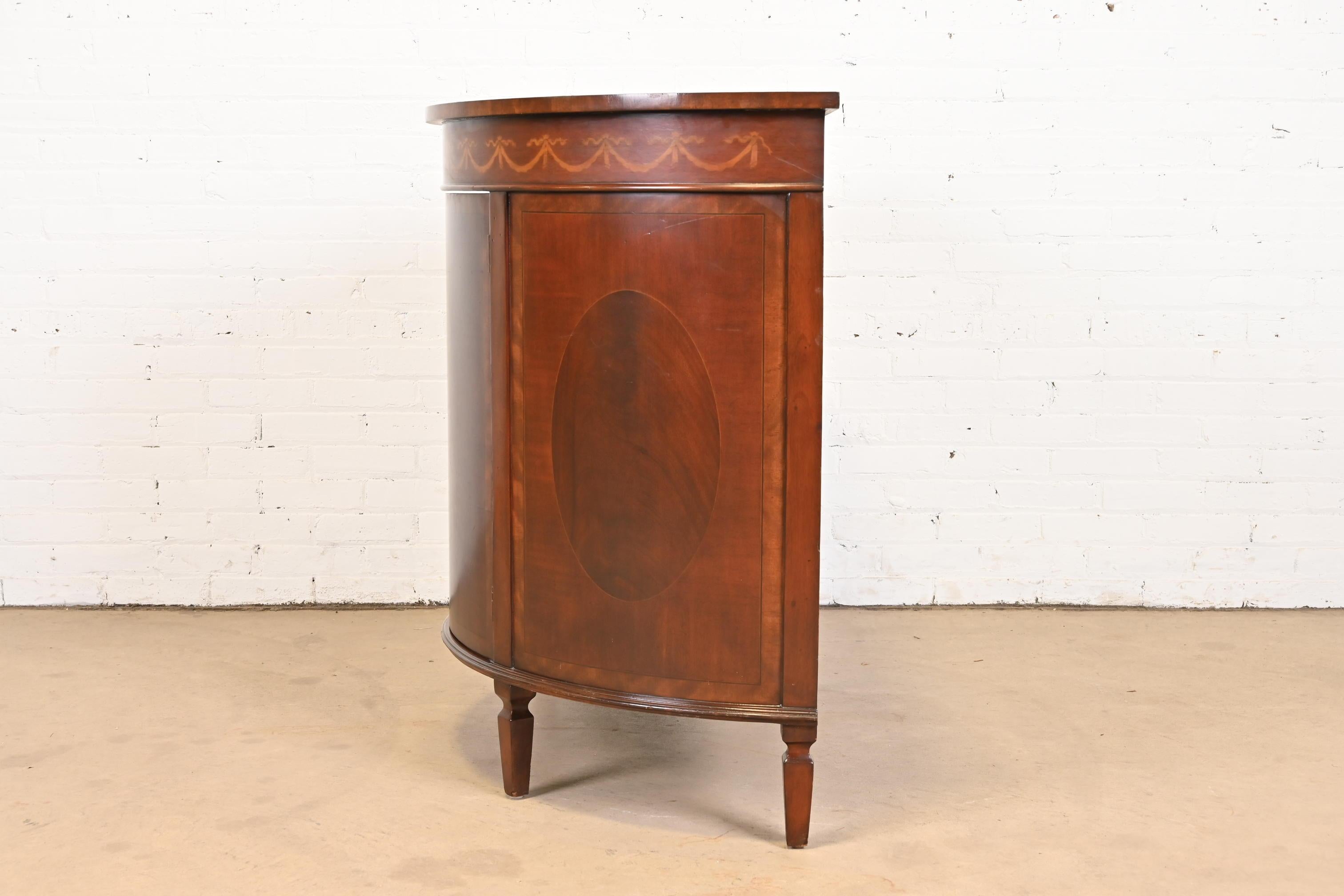Georgian Inlaid Mahogany Demilune Cabinet in the Manner of Baker Furniture 6