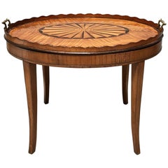 Georgian Inlaid Satinwood Tray with Scalloped Edge on Later Stand