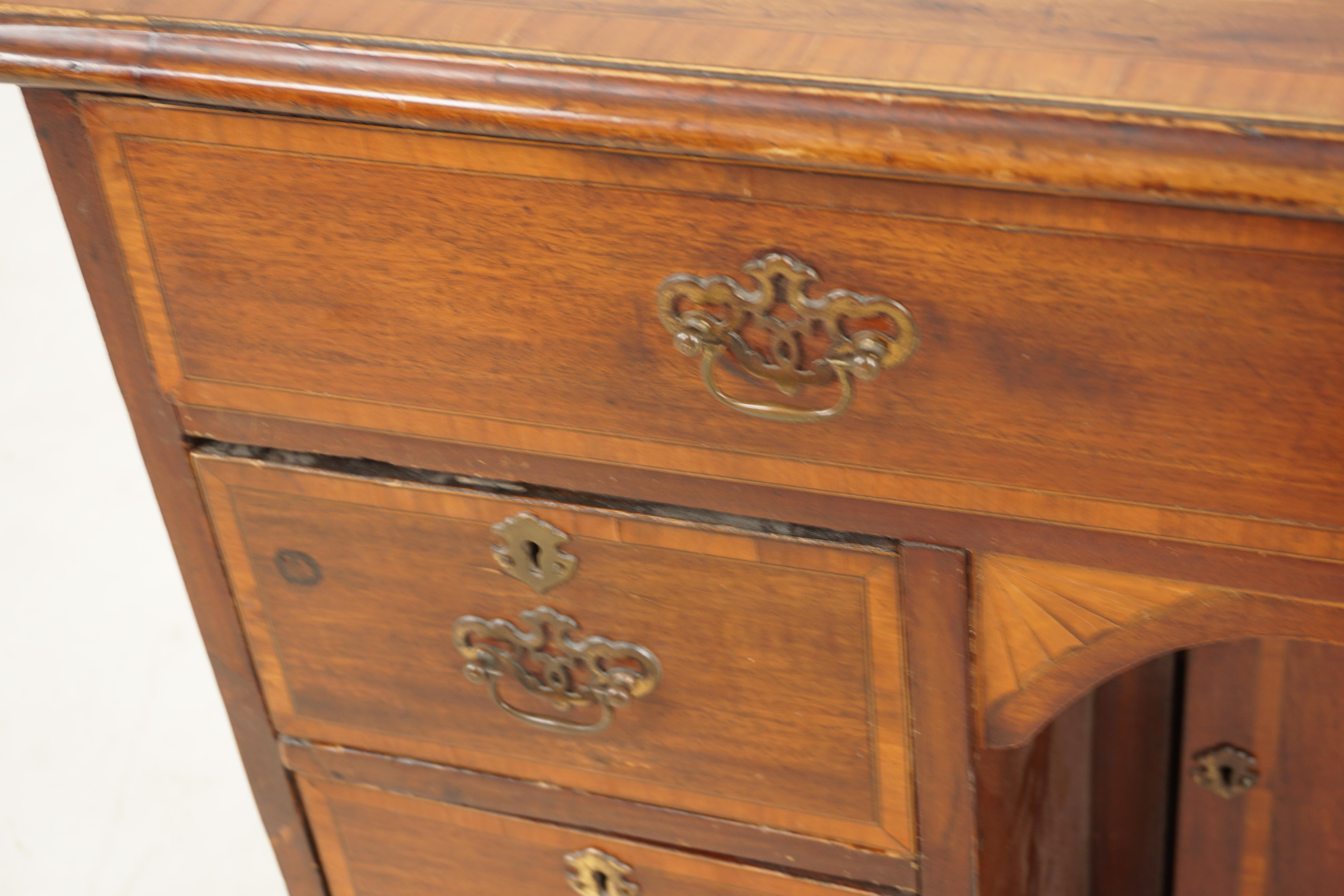 Georgian Inlaid Walnut Writing Desk, Kneehole Desk, Scotland, 1820 7