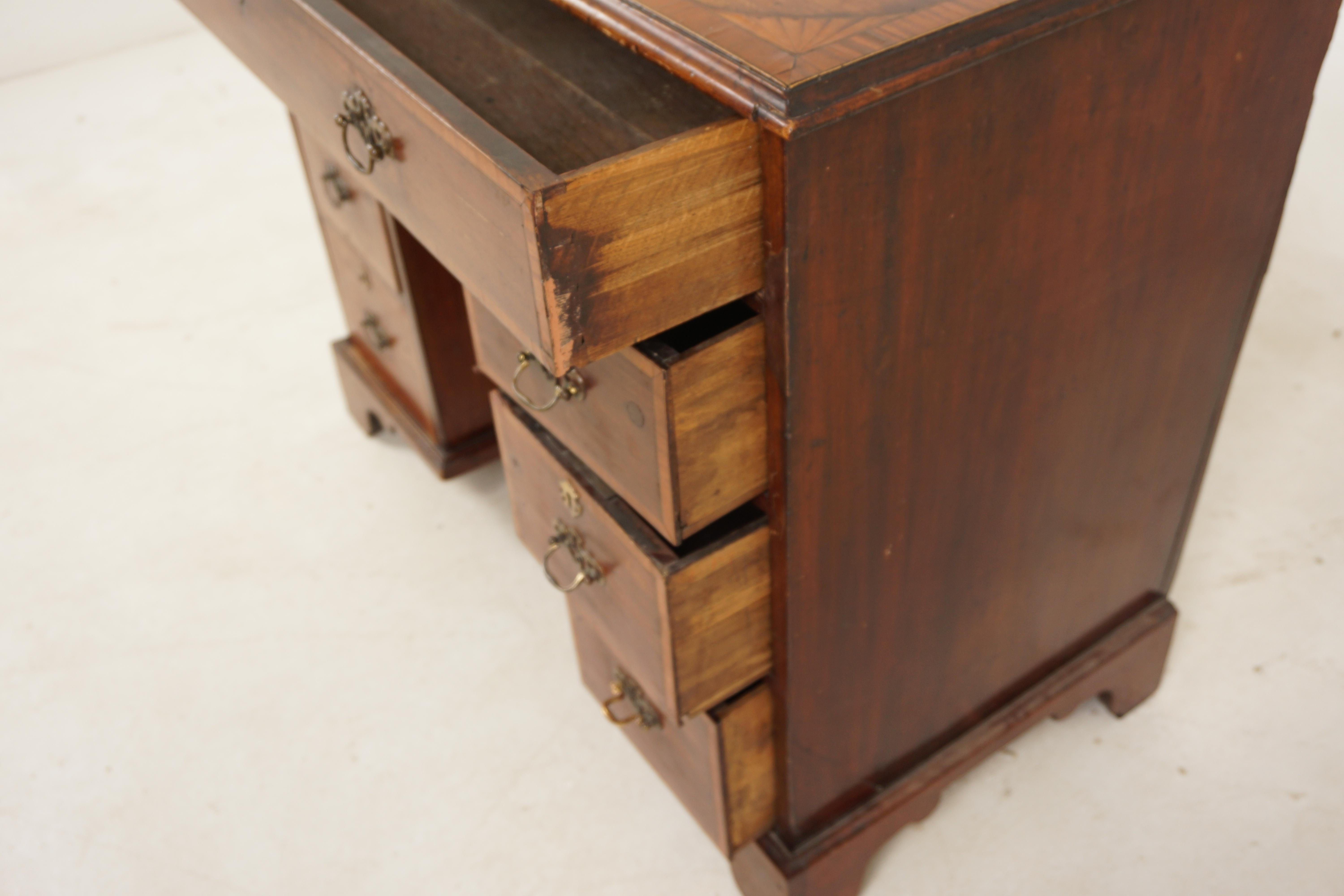 Georgian Inlaid Walnut Writing Desk, Kneehole Desk, Scotland, 1820 1