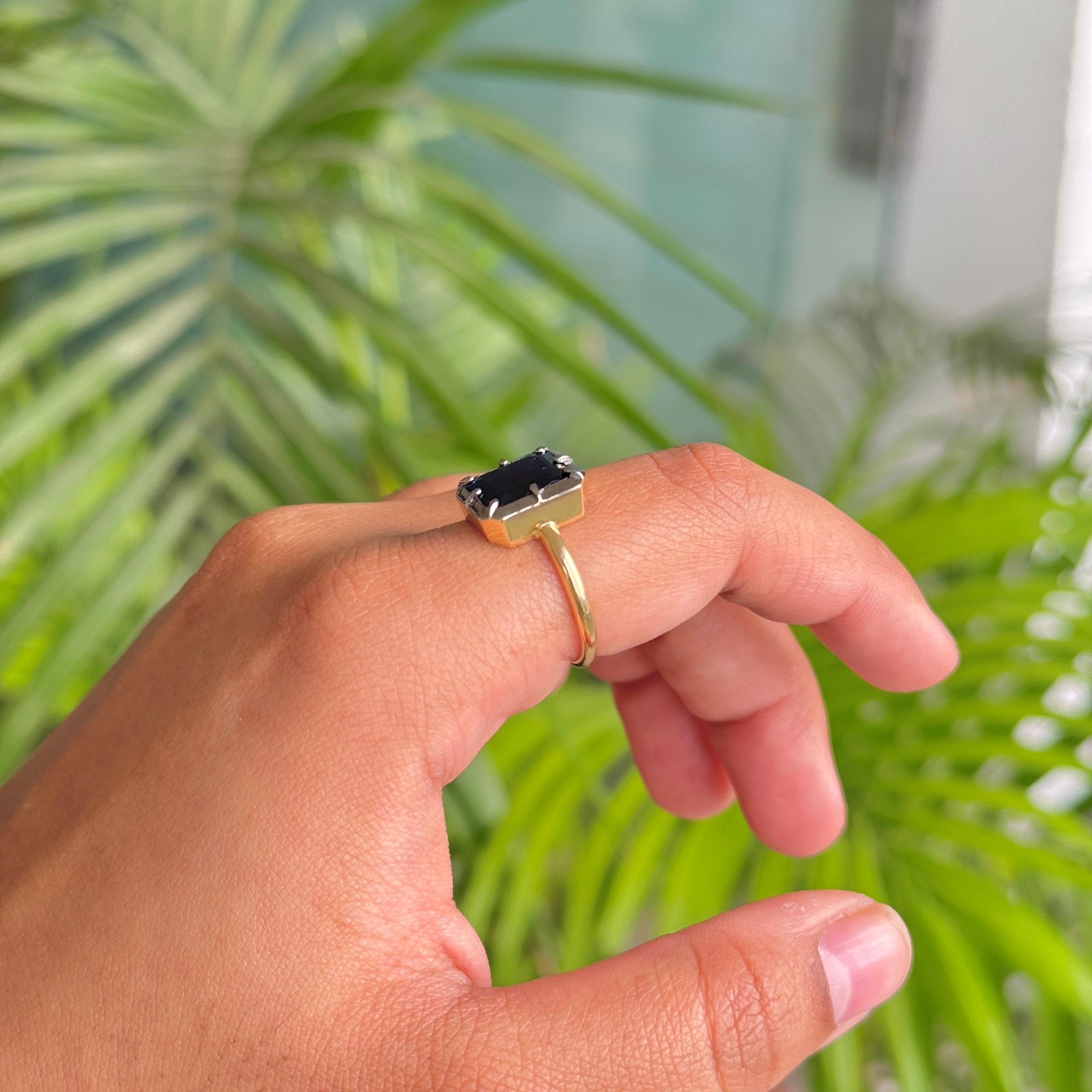 En vente :  Bague d'inspiration géorgienne en or jaune 18 carats avec saphir bleu profond de 2,75 carats 12