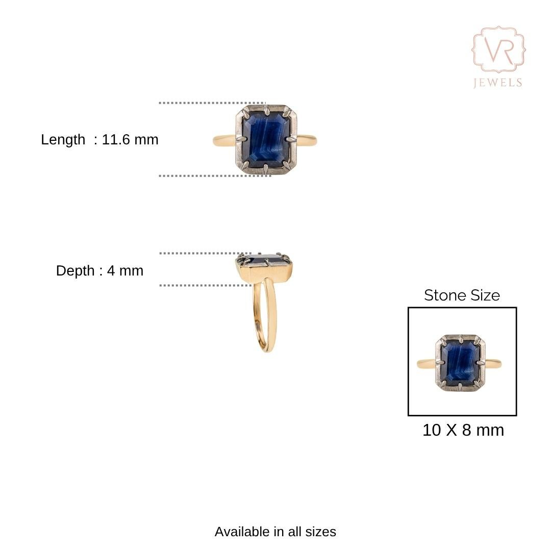 En vente :  Bague d'inspiration géorgienne en or jaune 18 carats avec saphir bleu profond de 2,75 carats 14