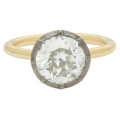 Georgian Inspired 2.65ct Old Cut Diamond Solitaire Ring in 18k Gold