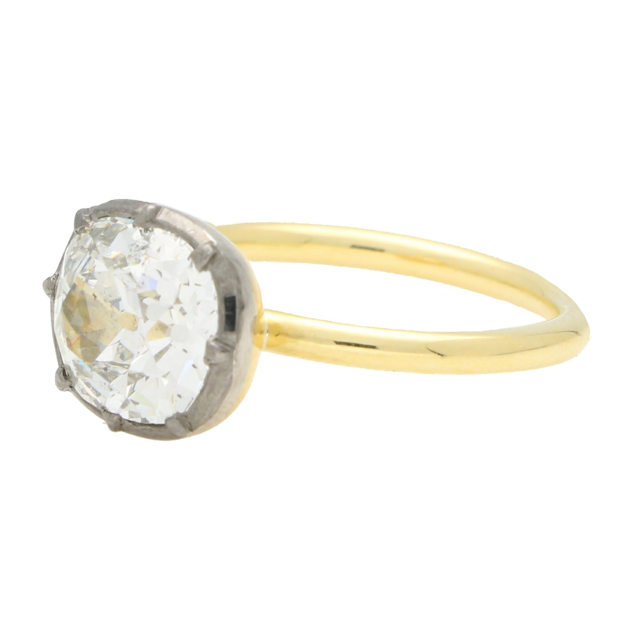 Georgian Inspired 3.27ct Old Cushion Cut Diamond Ring In Excellent Condition For Sale In London, GB
