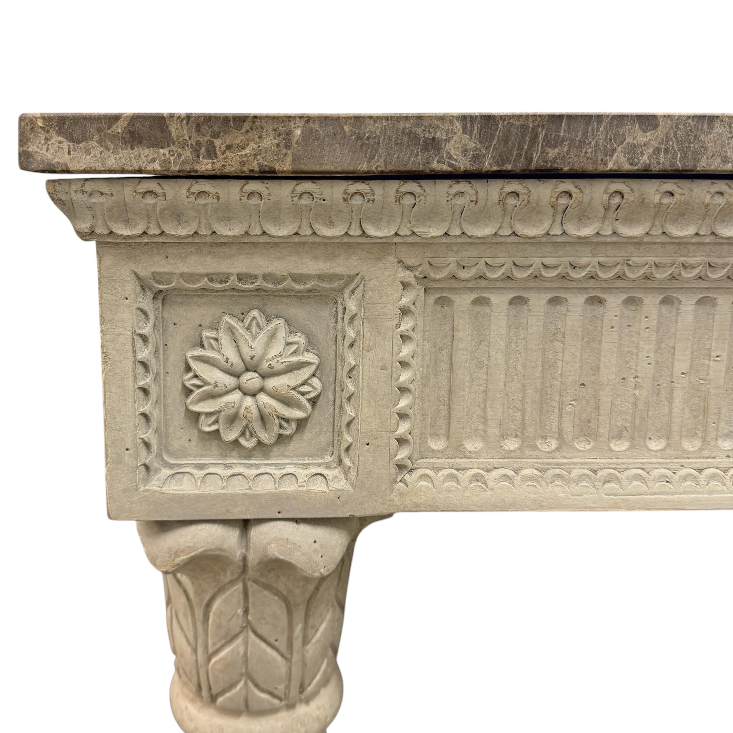 Georgian-Inspired Marble-Top Console Table For Sale 5