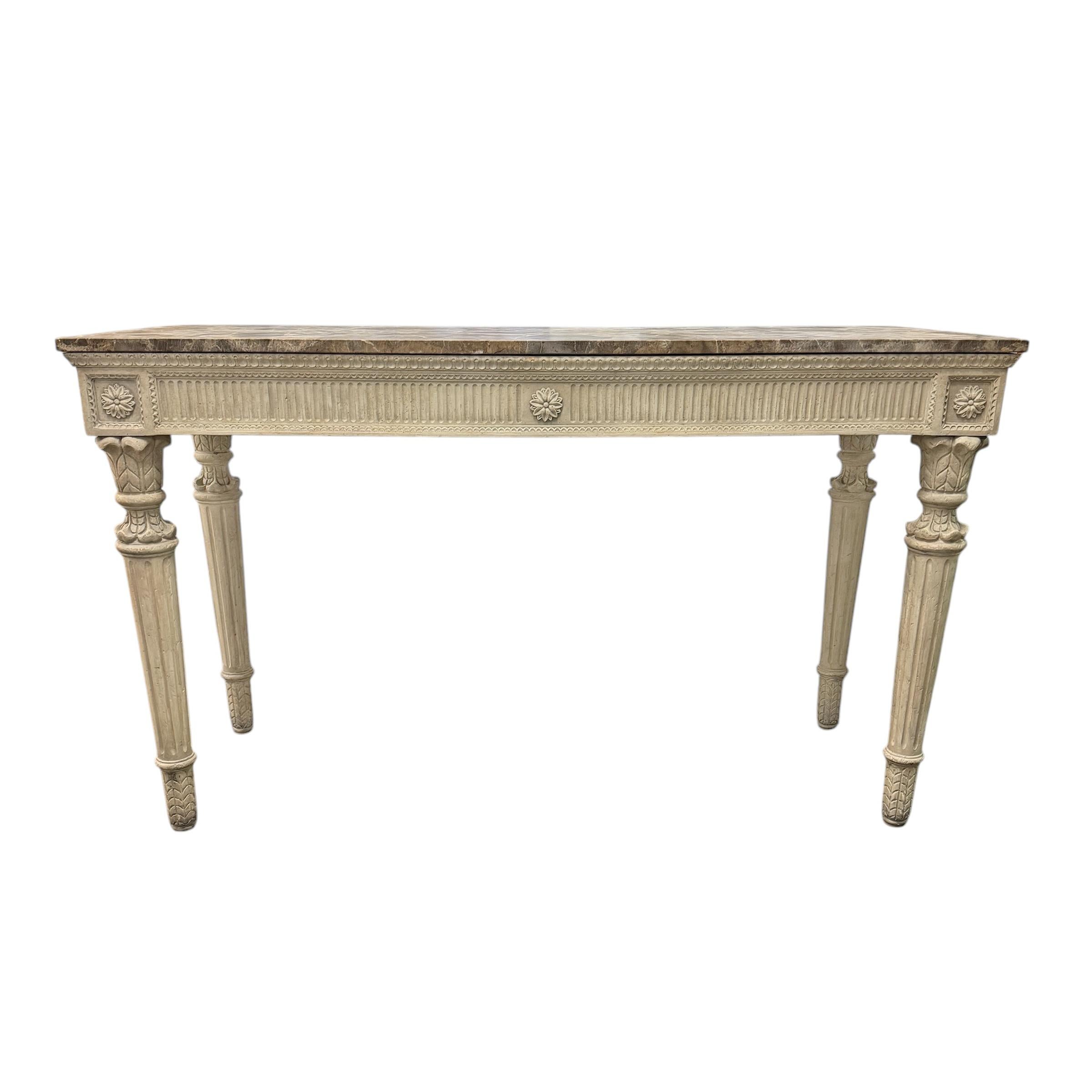 American Georgian-Inspired Marble-Top Console Table For Sale