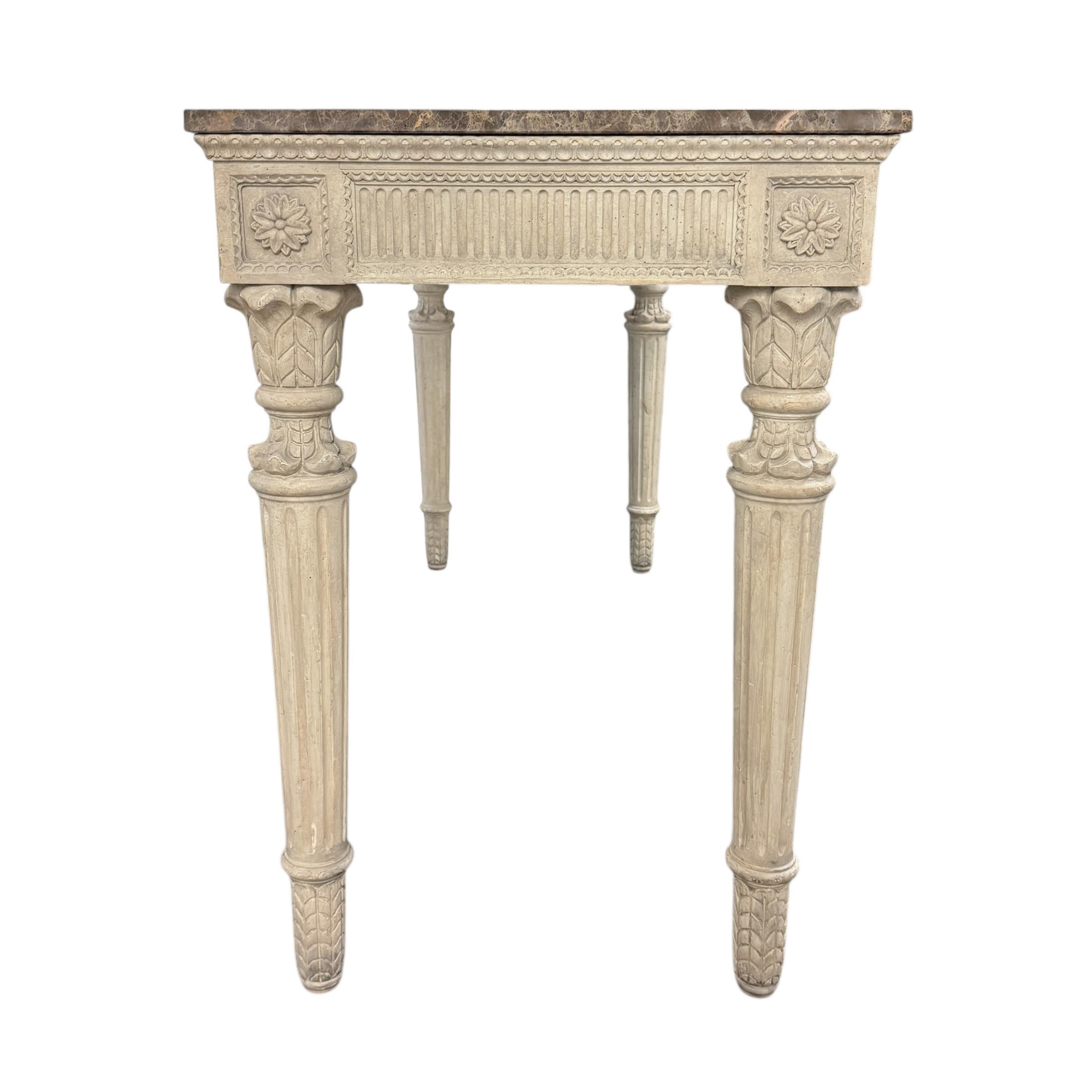 20th Century Georgian-Inspired Marble-Top Console Table For Sale