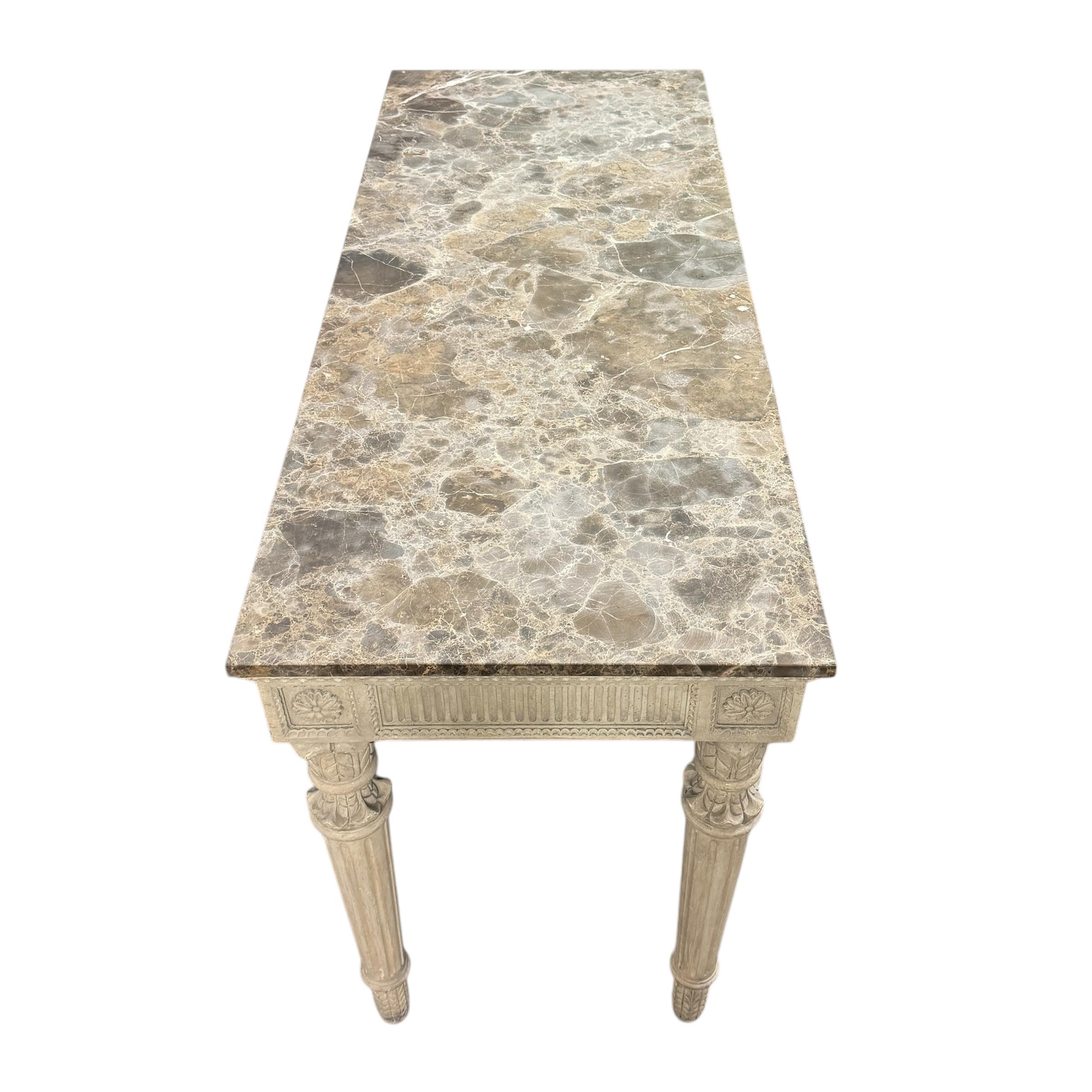 Georgian-Inspired Marble-Top Console Table For Sale 1
