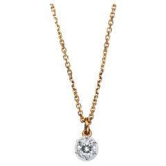 Collier pendentif de style ancien en or jaune et platine avec diamant taille ancienne de 0,10 carat