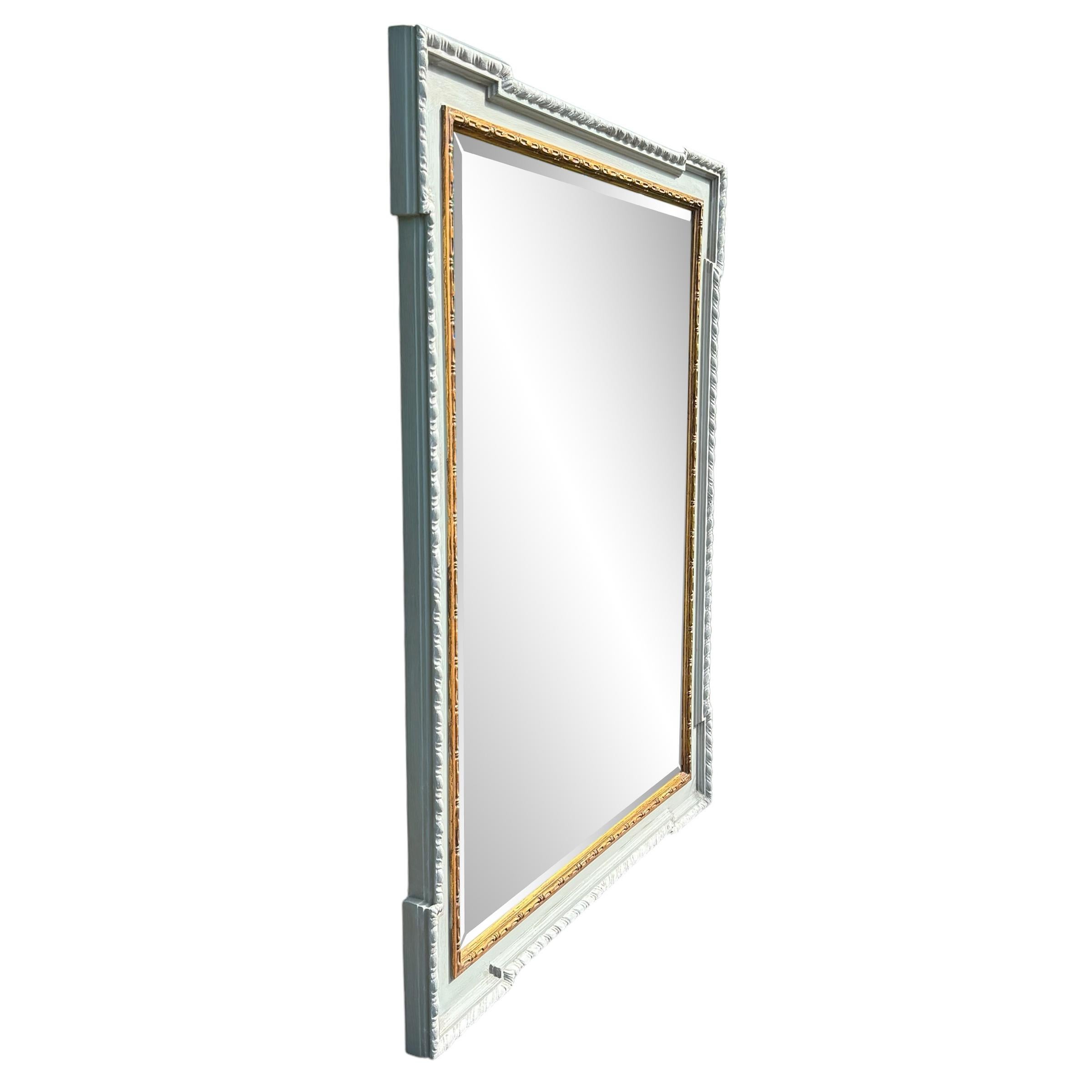 Georgien Miroir encadré peint sarcelle d'inspiration géorgienne en vente