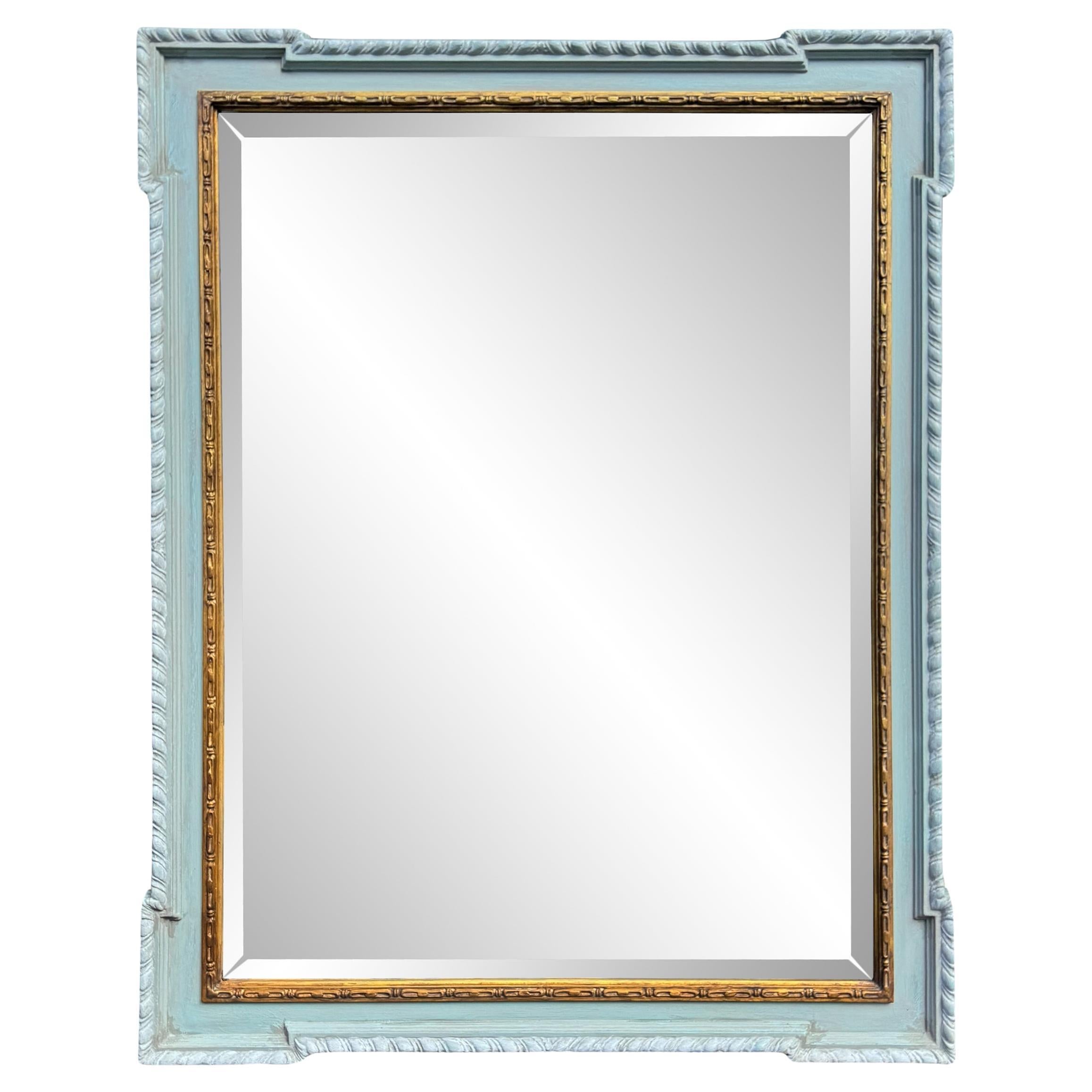 Miroir encadré peint sarcelle d'inspiration géorgienne en vente