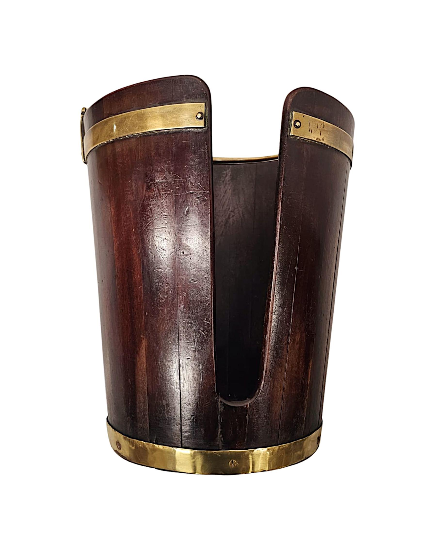 Georgian Irish Brass Bound Mahogany Teller Eimer im Angebot 1