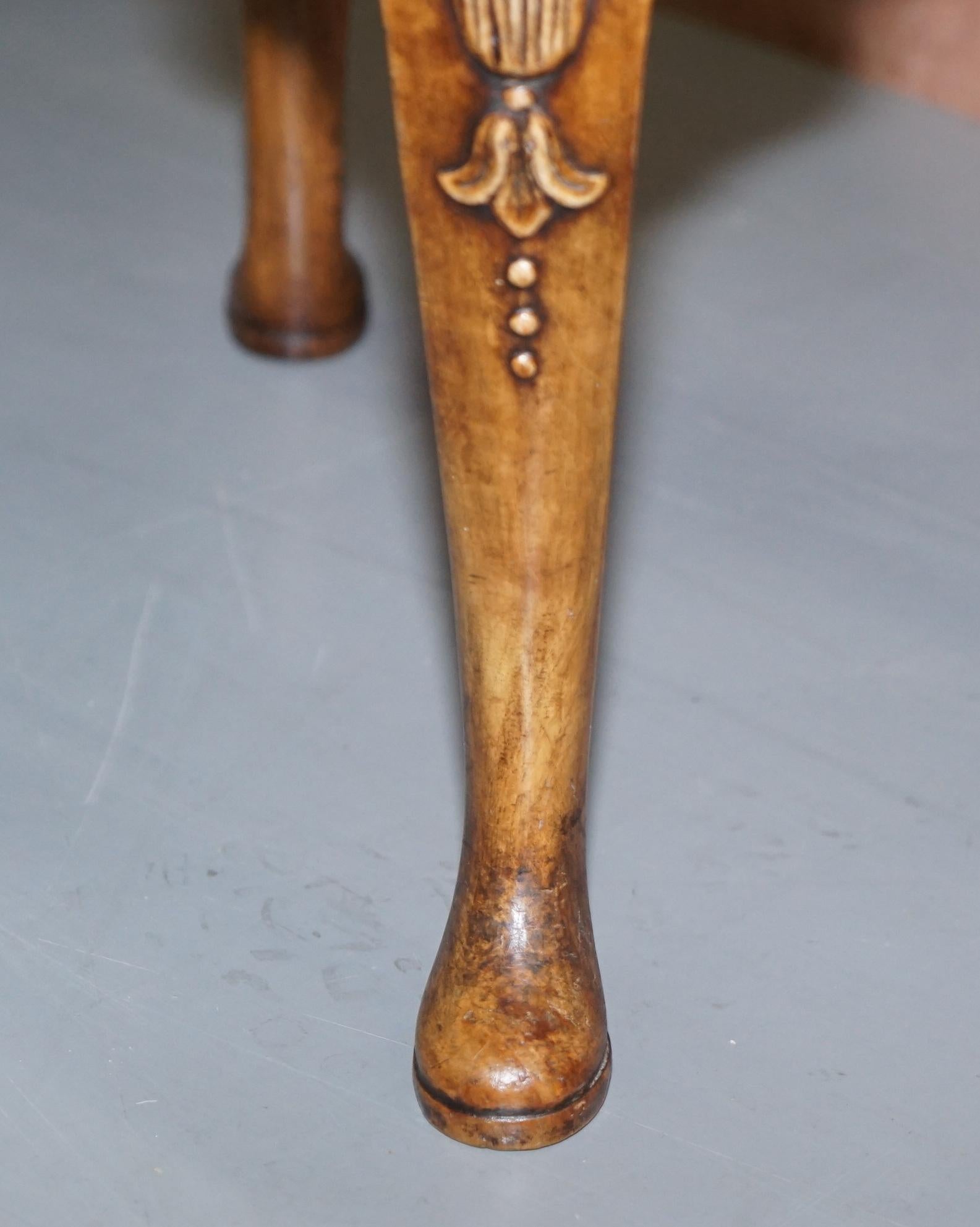 Georgian Irish Walnut Stool, Ornately Acanthus Leaf Carved Legs Lovely Patina 5