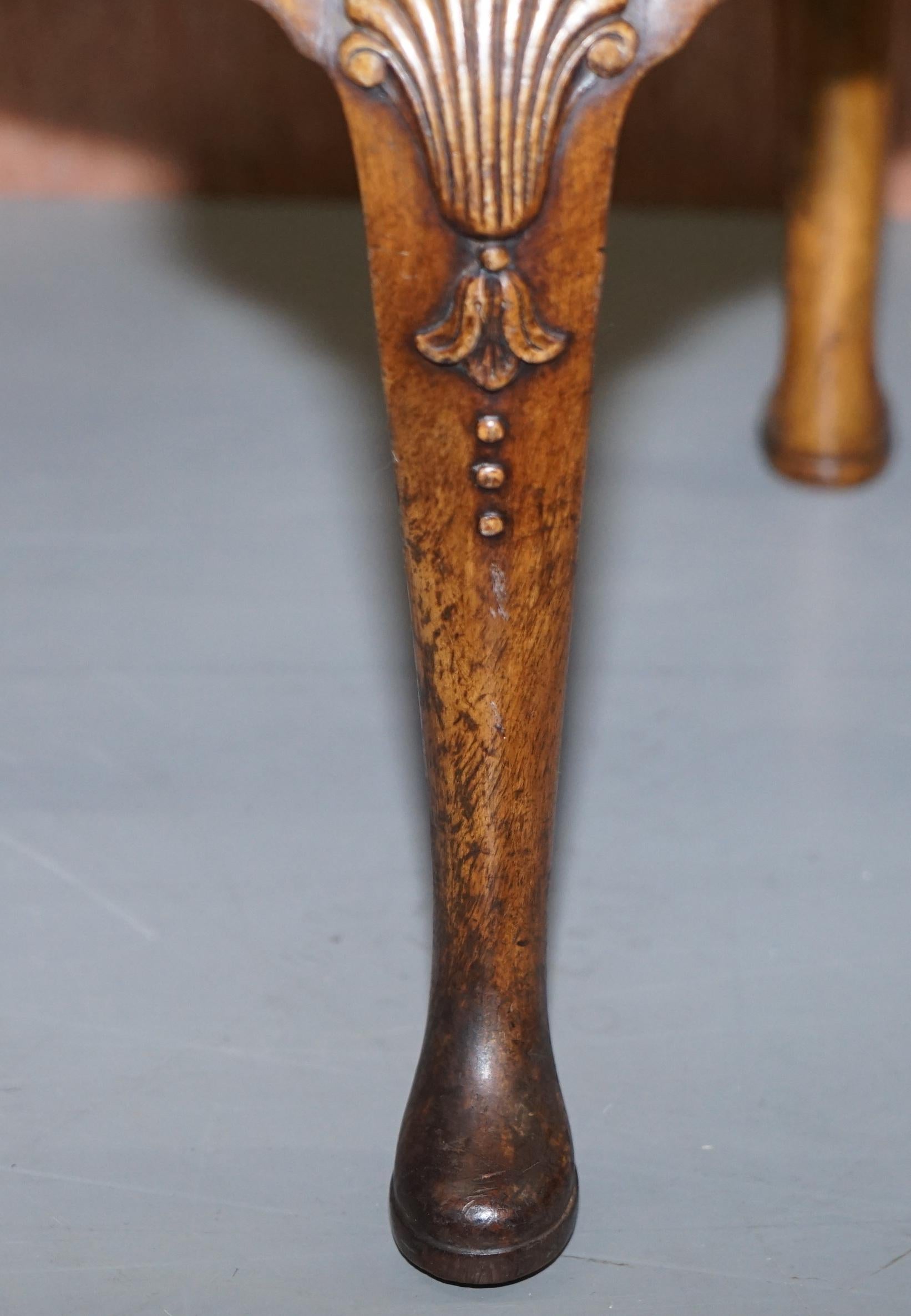 Georgian Irish Walnut Stool, Ornately Acanthus Leaf Carved Legs Lovely Patina 2