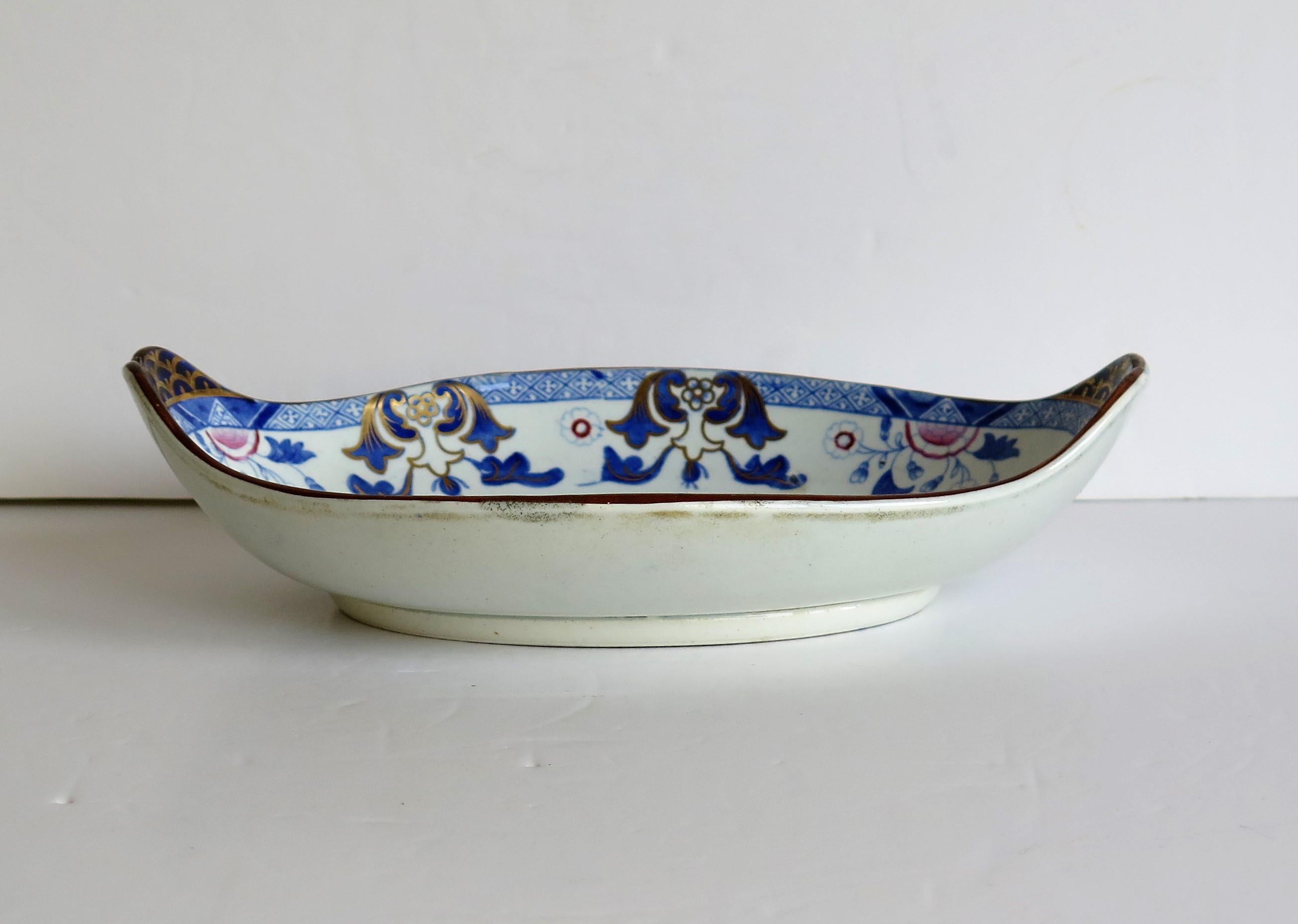 English Georgian Ironstone Dish by Hicks & Meigh in Chinese Landscape Pattern circa 1818