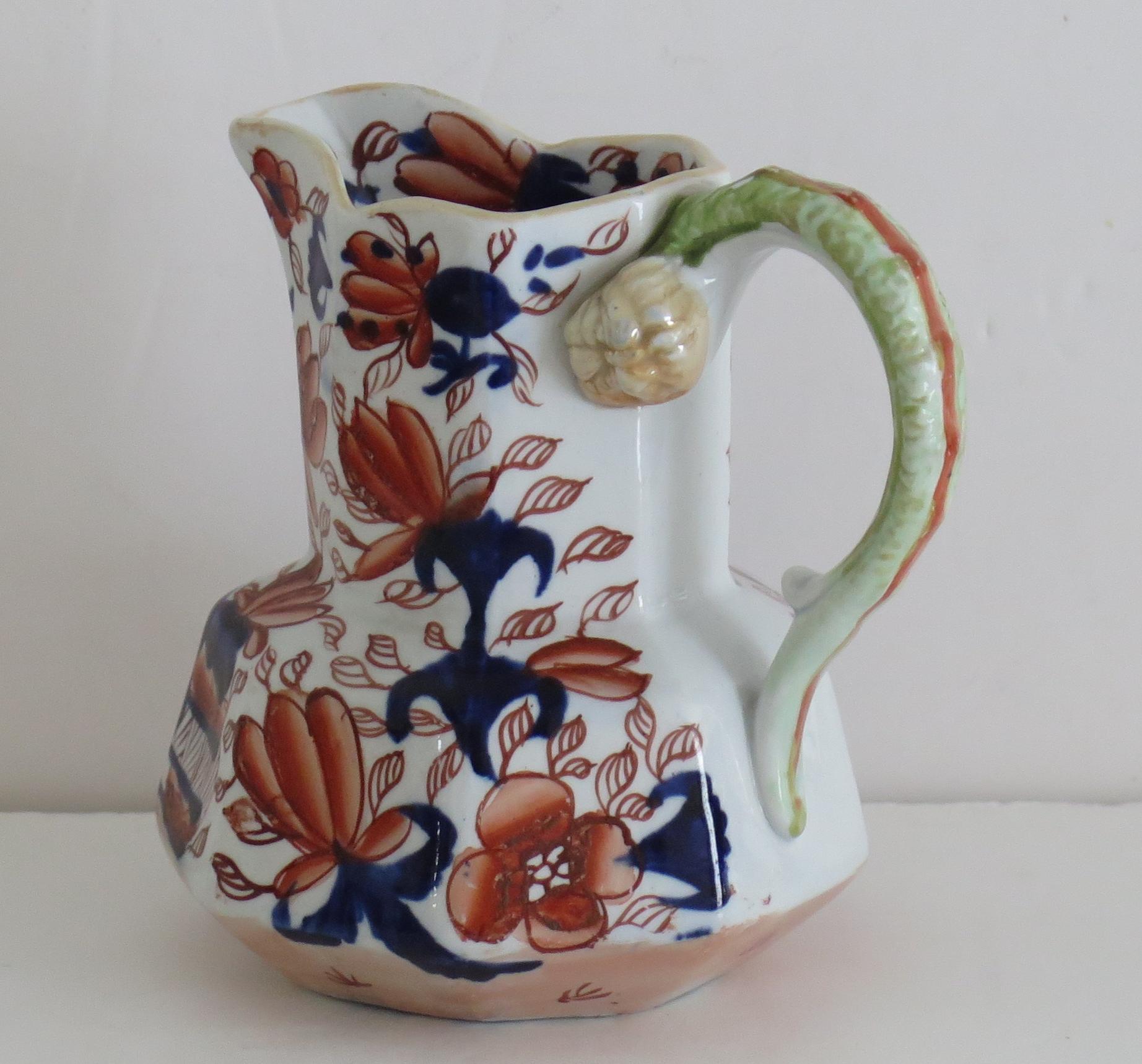 19th Century Georgian Ironstone Hydra Jug or Pitcher in Japan Pattern, Staffordshire Ca. 1820