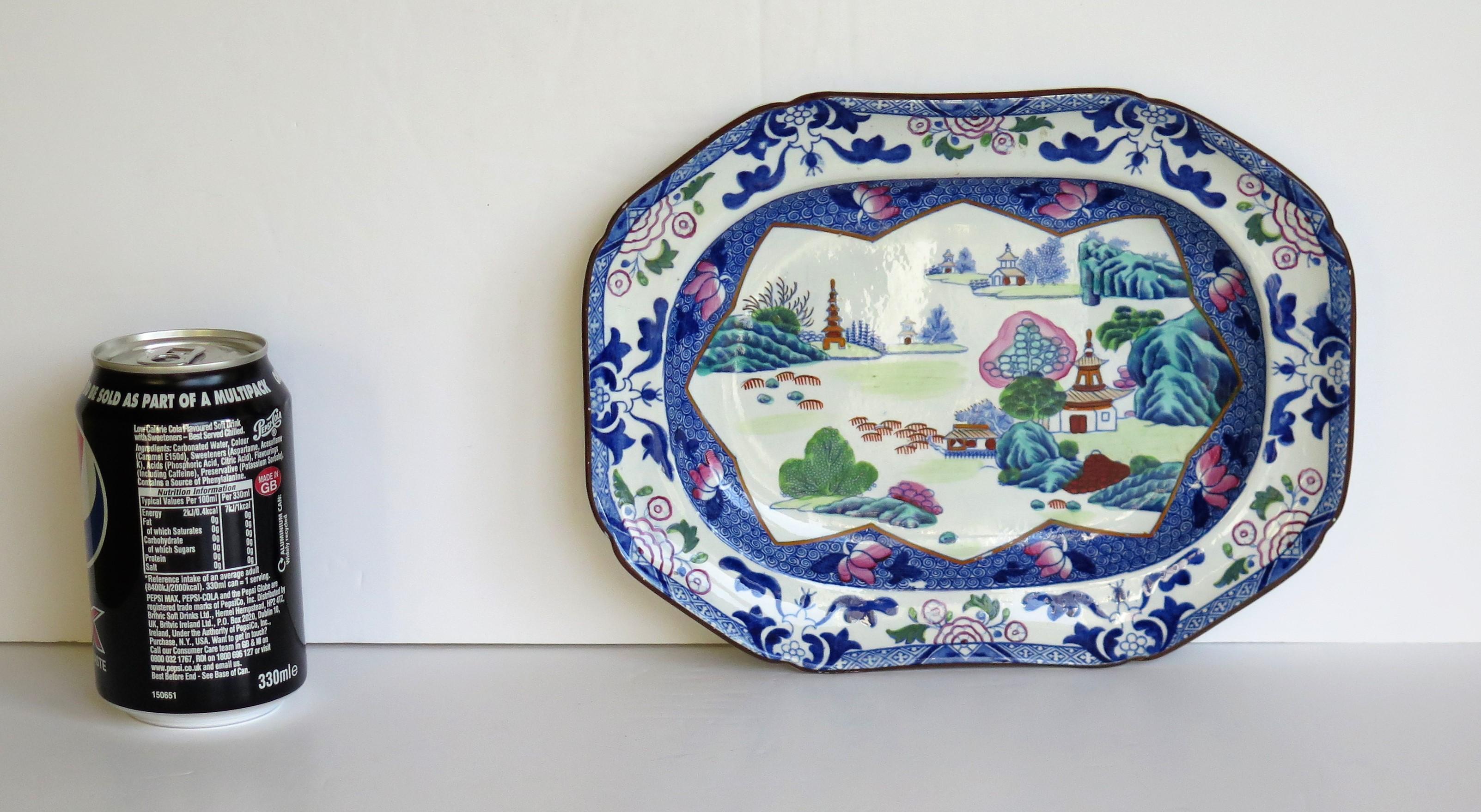 Georgian Ironstone Platter by Hicks & Meigh in Chinese Landscape Ptn, circa 1818 9