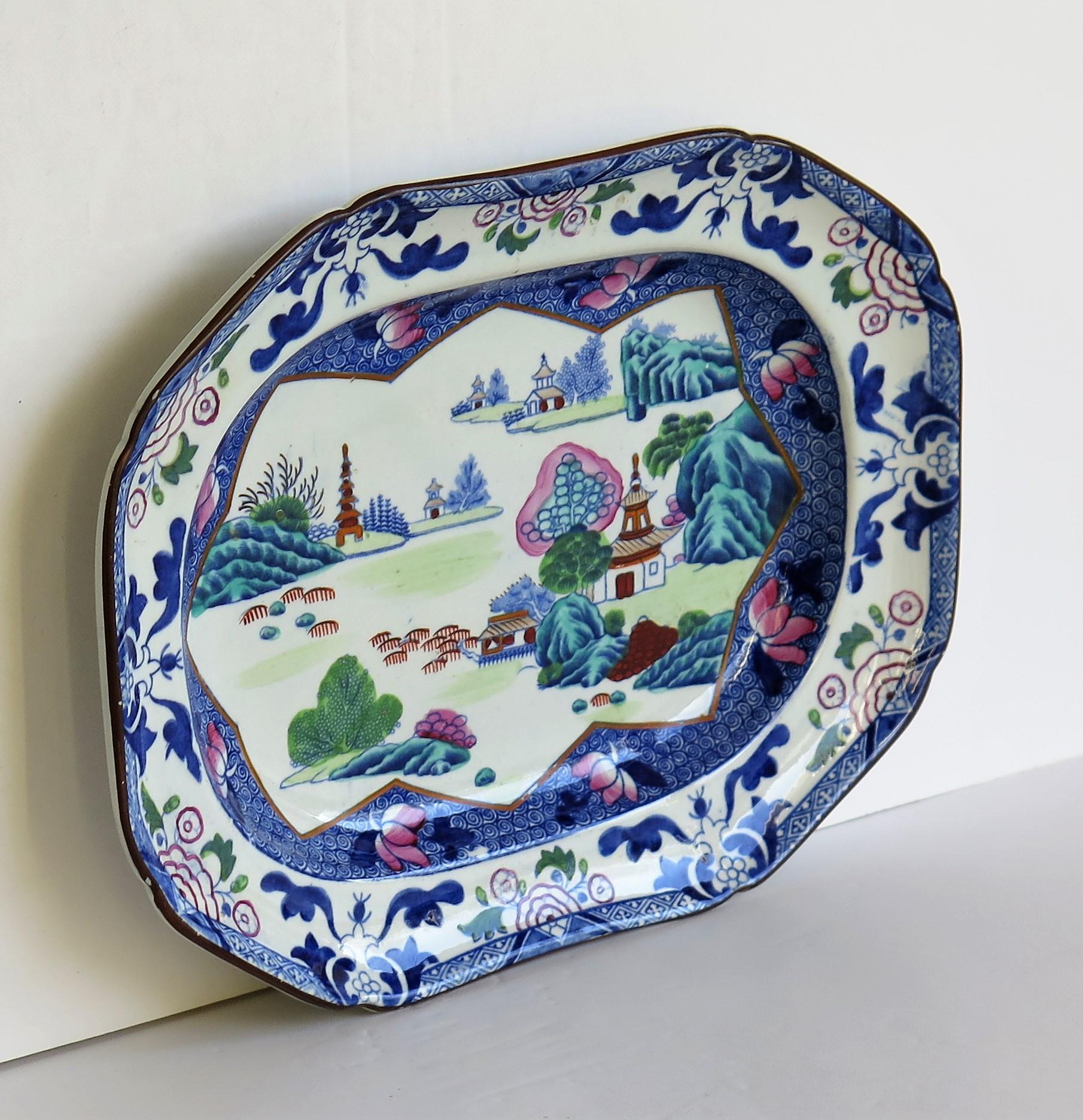 Georgian Ironstone Platter by Hicks & Meigh in Chinese Landscape Ptn, circa 1818 In Good Condition In Lincoln, Lincolnshire