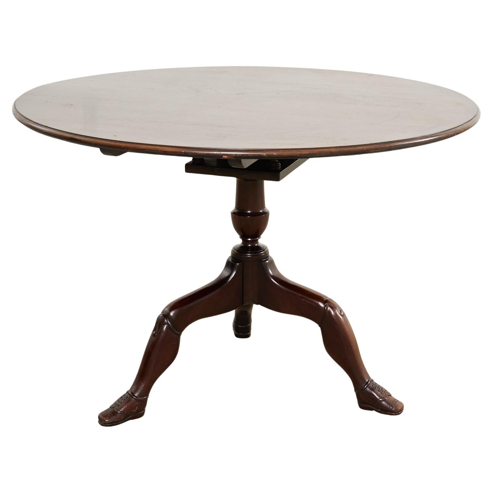 Mesa de centro georgiana de caoba con tapa basculante de la Isla de Man
