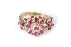 Georgian Italian ruby cluster ring in 14 karat gold