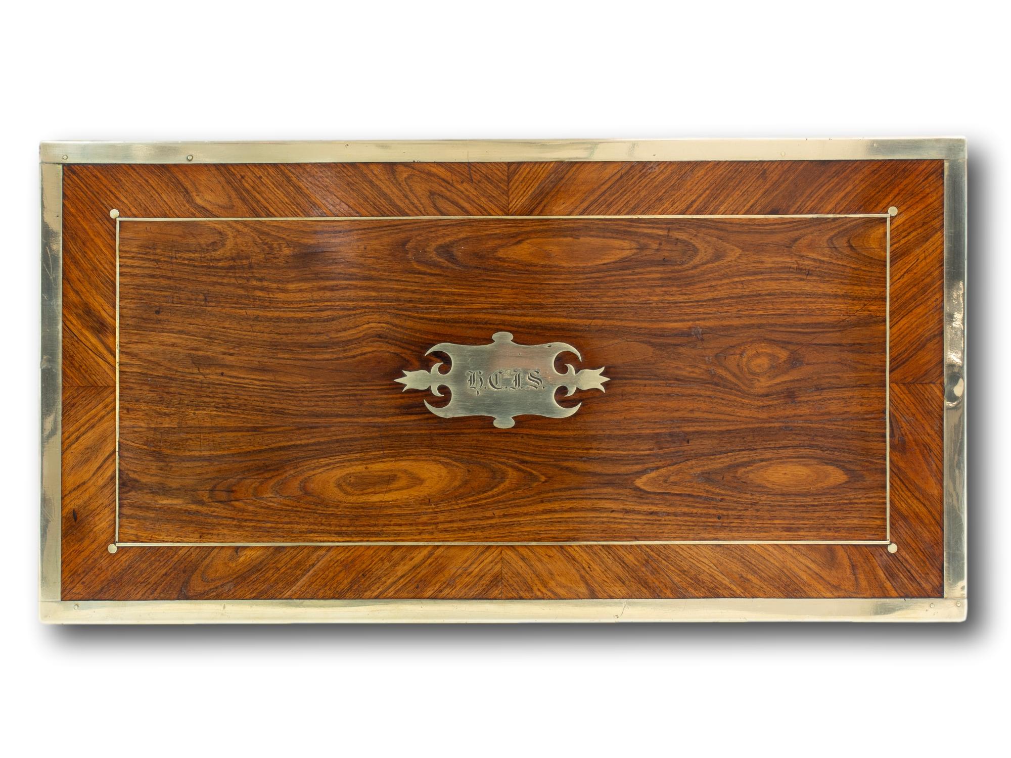 Caja de escritura georgiana de Kingwood de David Edwards con compartimento secreto siglo XIX en venta